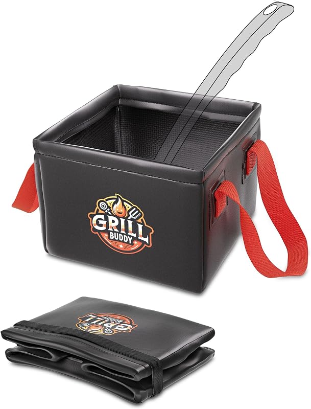 BS-VOG Dunk Tank for Grill Rescue Brush, Collapsible Water Bucket | Square Water Basin for Grill Brush Bristle Free, Fold-Flat Storage, BBQ Steam Cleaning, No Brush Included