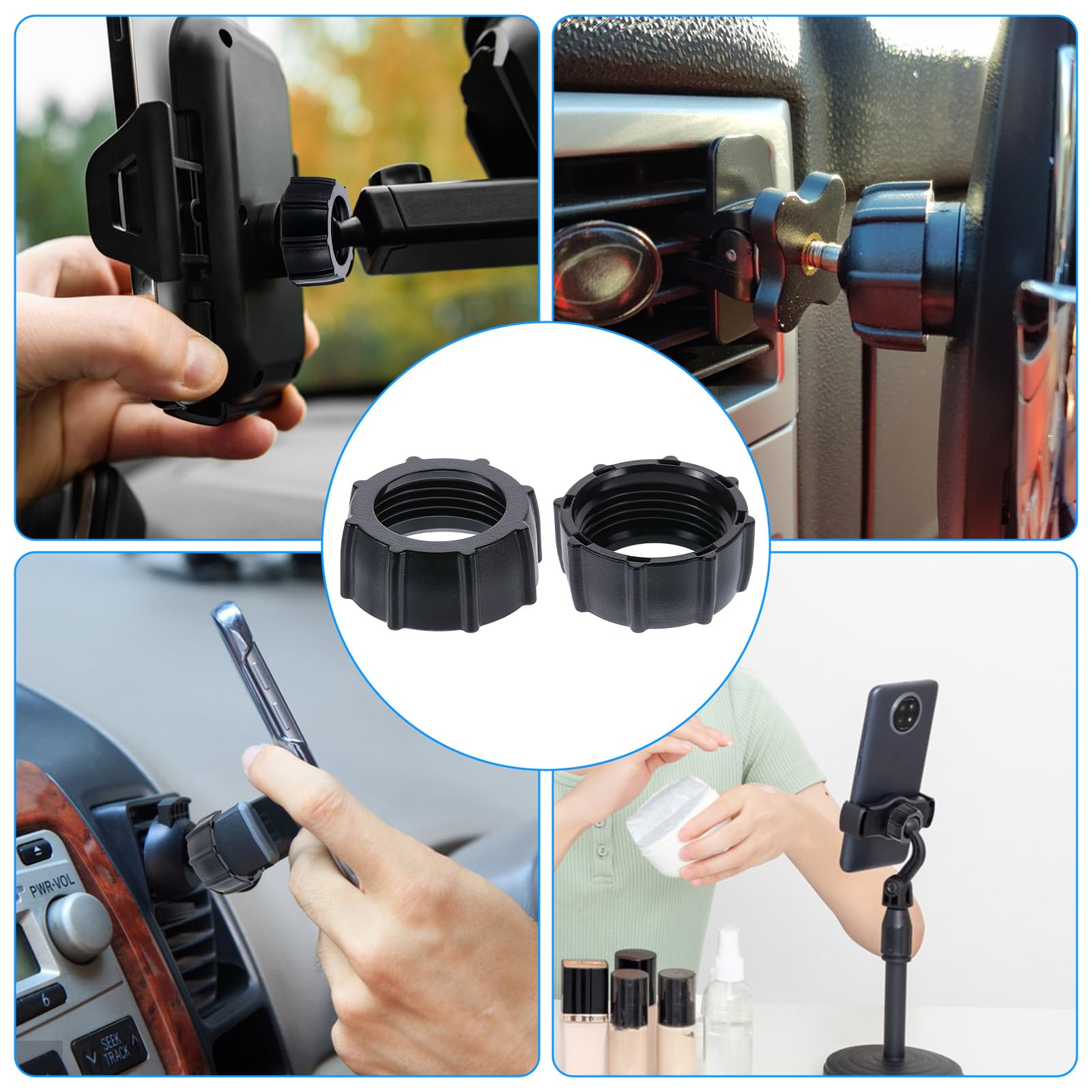 4 PCS Car Phone Mount Replacement Parts, Tightening Nut for Replacement Car Mount Screw-On 17mm Tightening Nut Ball Fixed Adapter Head Bracket Holder Ring for DVR Camcorder Wireless Charger