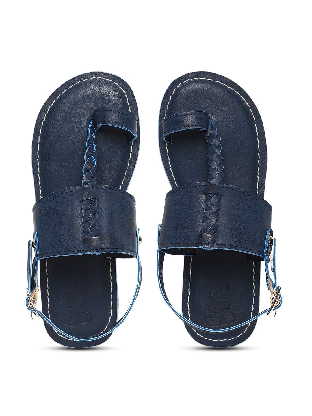 Tiber Taber Boys Kolhapuri Braid Styled Sandals with Toe-Ring Slip-On Sandals with Cushioned Footbed, Blue, 25 - Ideal for any Festivals and Cultural Occasion (B08KGM66JY) Amazon Price History, Amazon Price Tracker