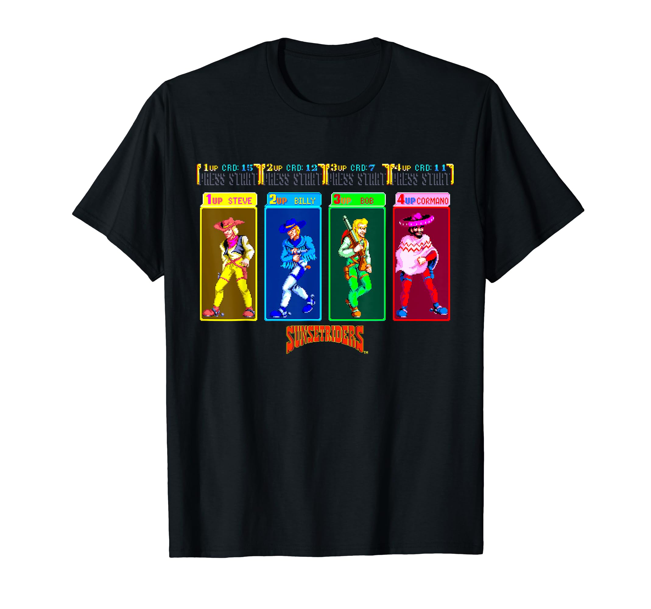 Sunset Riders Character Select Retro Western Heroes Showdown T-Shirt