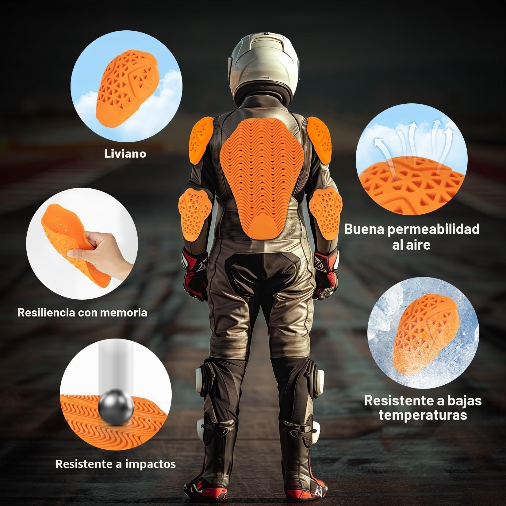 PSLER CE-2 Protecciones Moto,Protector Espalda Moto,Protección para Los Hombros y Protección para Los Codos,5 Piezas Alta Seguridad Insertos Amortiguadores para Chaquetas de Motocicleta Rodilla