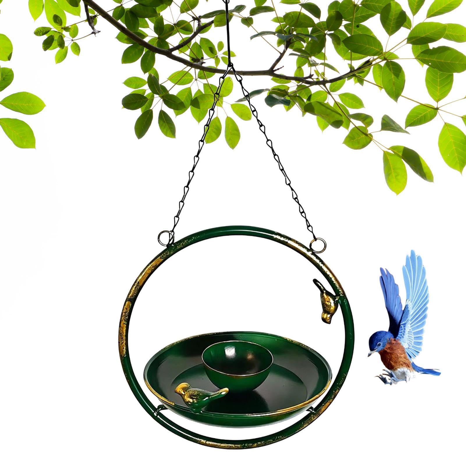 Baño para Aves de Exterior Gran Bebedero Decorativo | Fuente para Aves de Jardín con Cadenas para patio, terraza, balcón, ventana, árbol, jilgueros, colibríes,