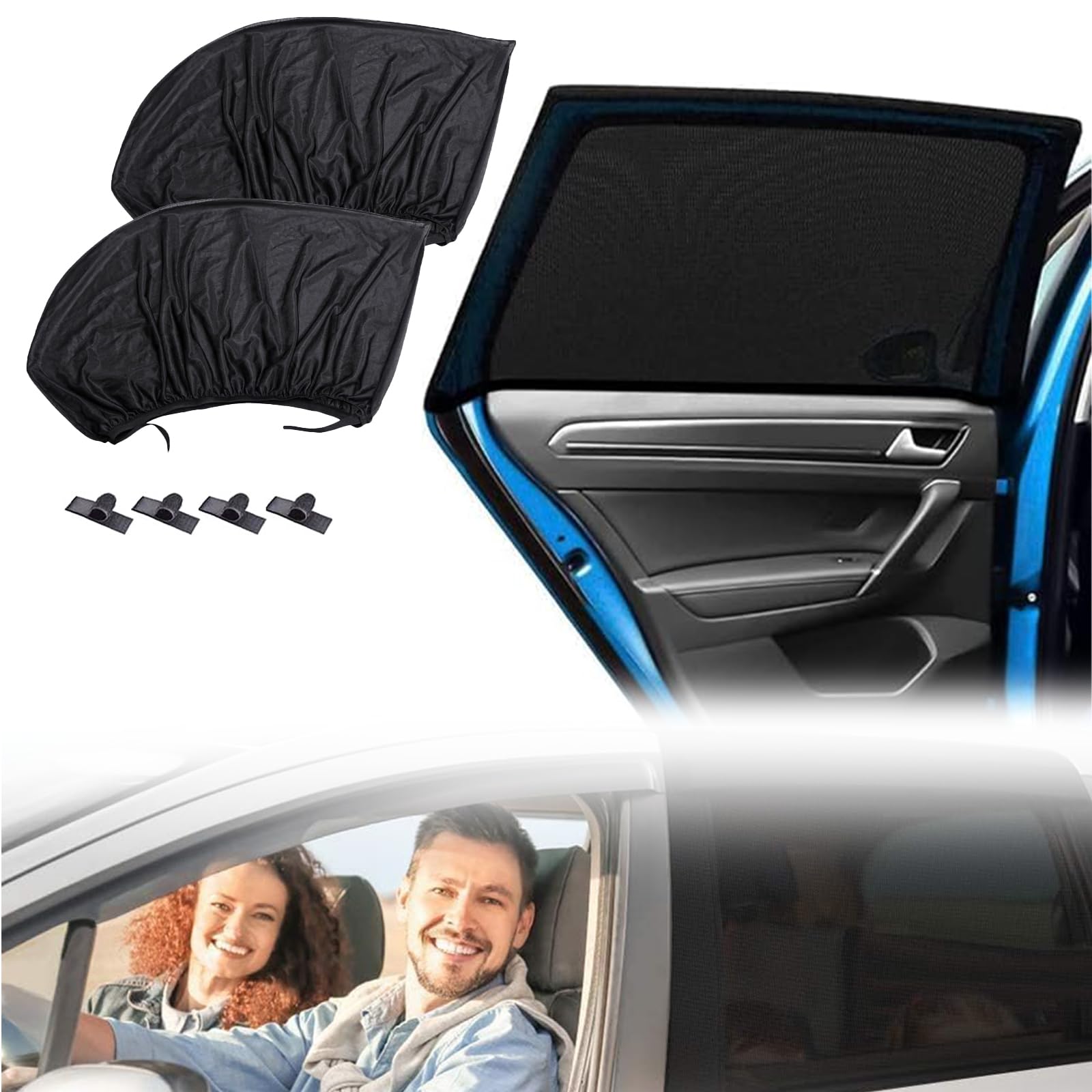 Parasol de Coche,2Pcs Parasol Coche Bebe,Parasol de Coche para Ventana Lateral Trasera,Sombrilla Universal con protección UV,Apto para la Mayoría De Coches