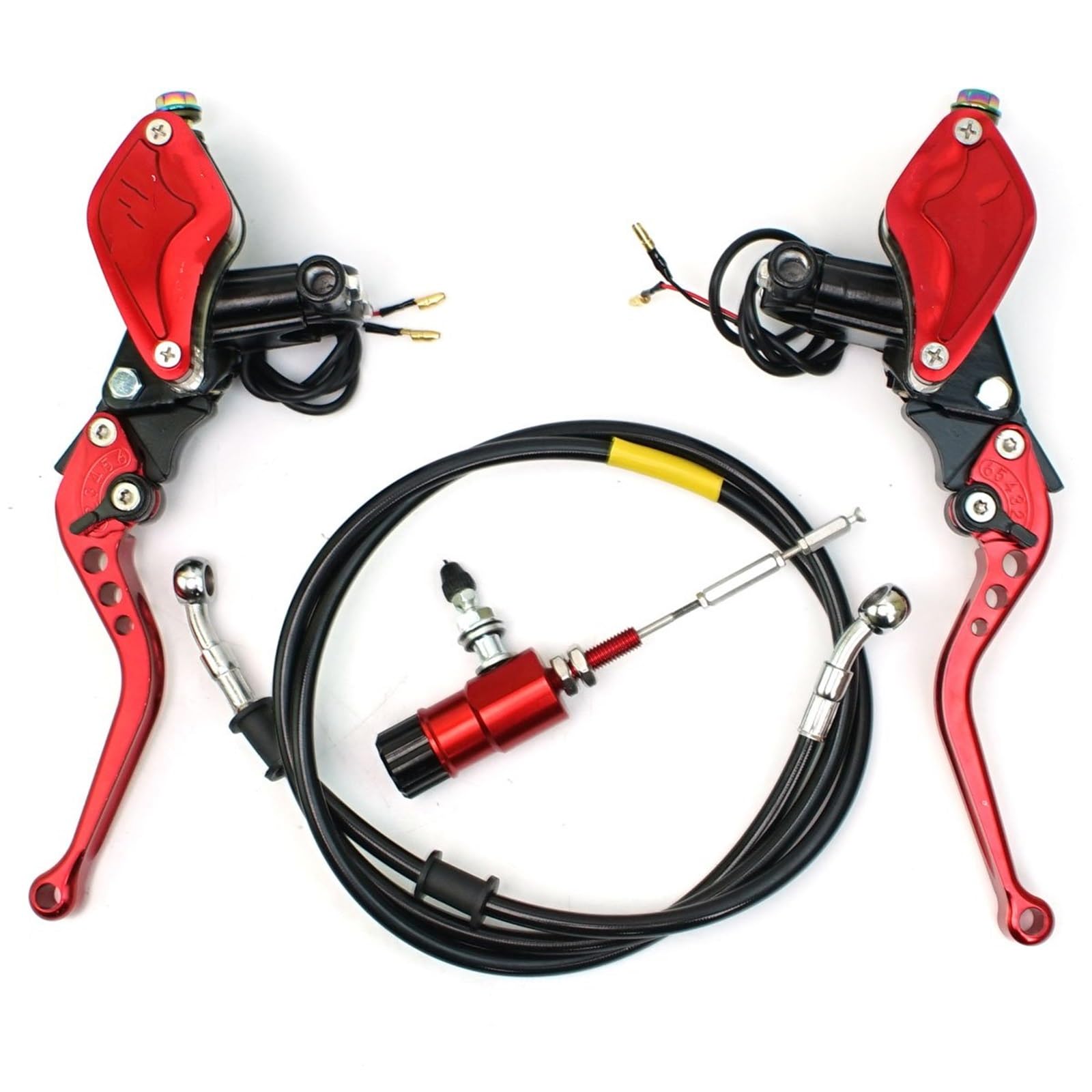 TINGYUS Motorbike Brake Lever 22mm Motorcycle Hydraulic Clutch Kit Brake Master Cylinder Dirt Bike Sport Scooter(FY Red)