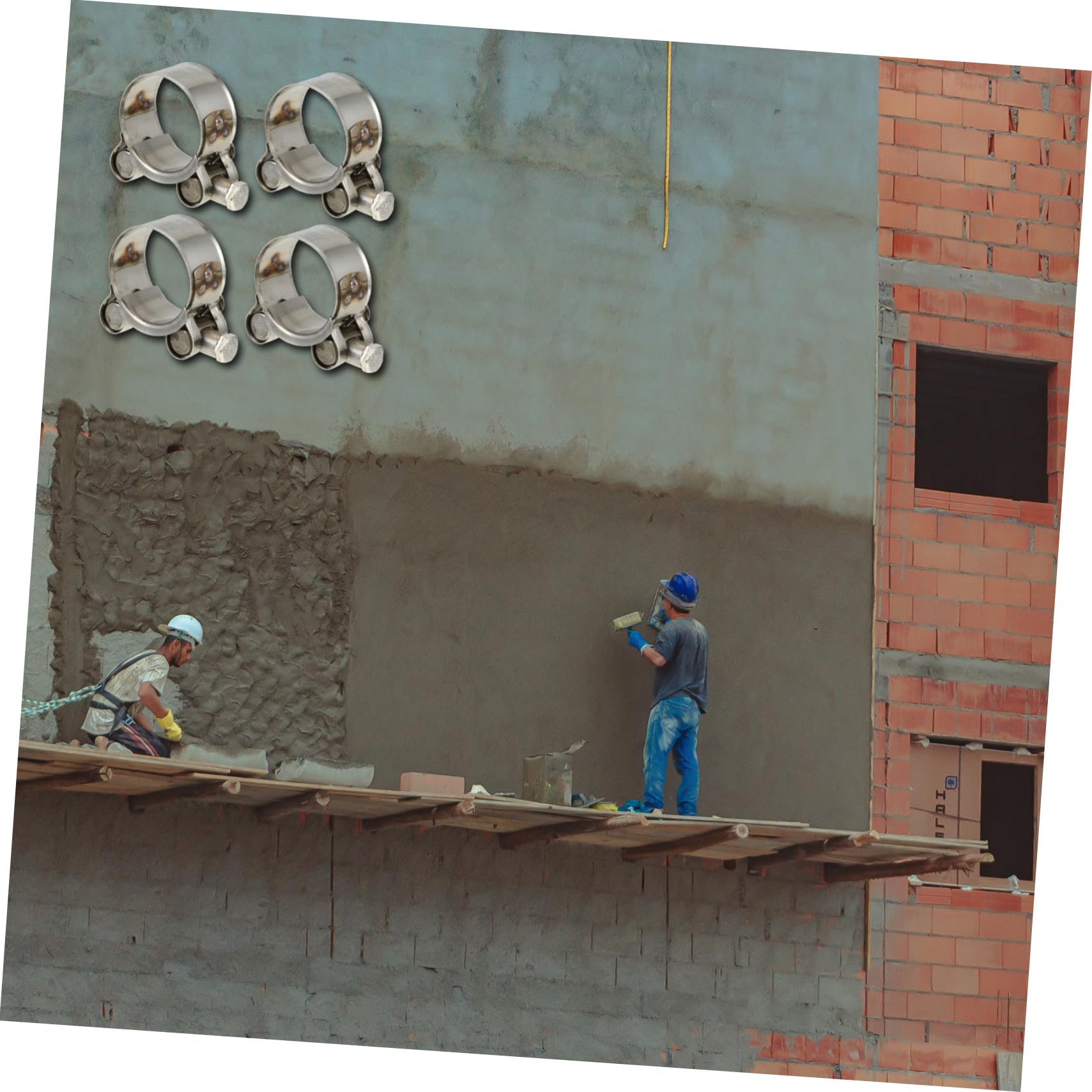 MUCKLILY 4 Pack Stainless Steel Hose Clamp T-bolt Clamp Ring Bolts for Garden Construction Automotive Industrial Use