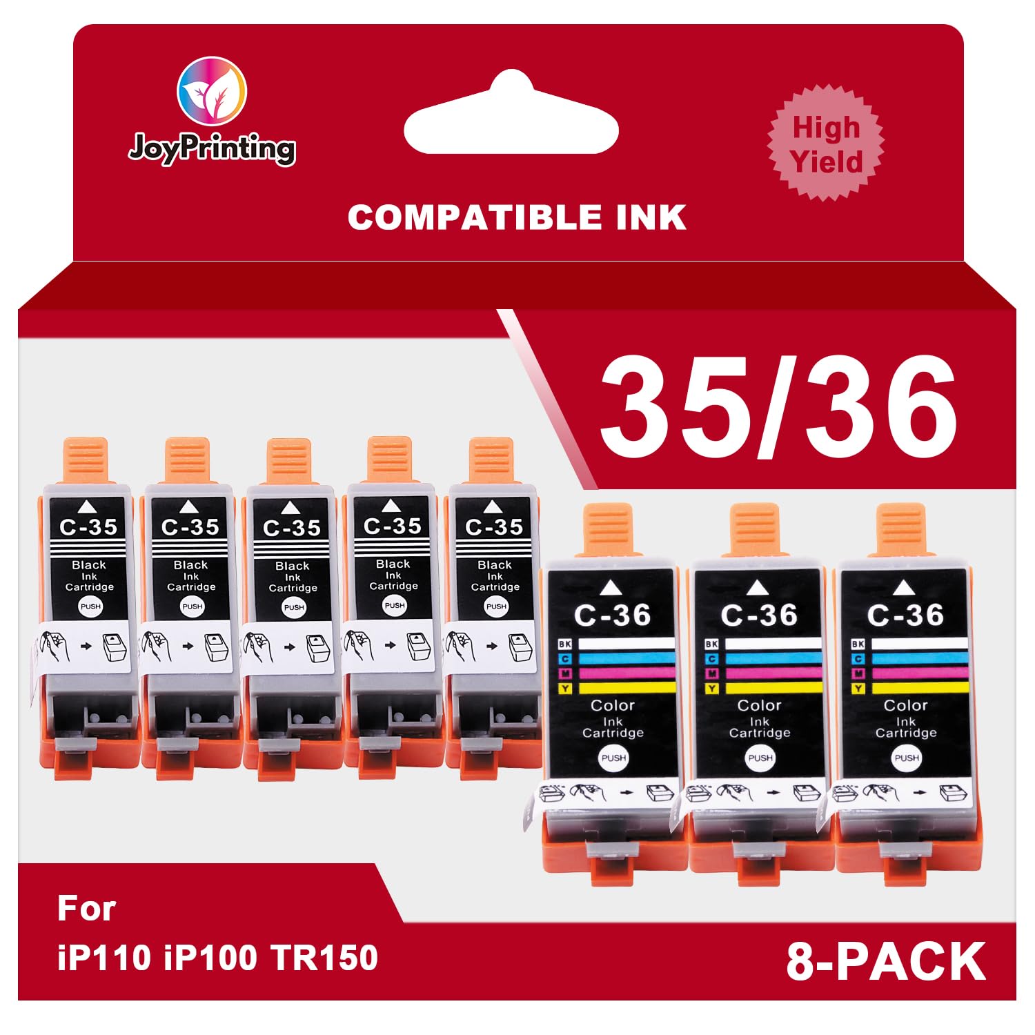 JoyPrinting PGI-35 CLI-36 Ink Cartridges Compatible with Canon 35 36 Ink Cartridges Work for Canon TR150 IP110 TR152 mini260 mini320 IP 110 100 TR 150