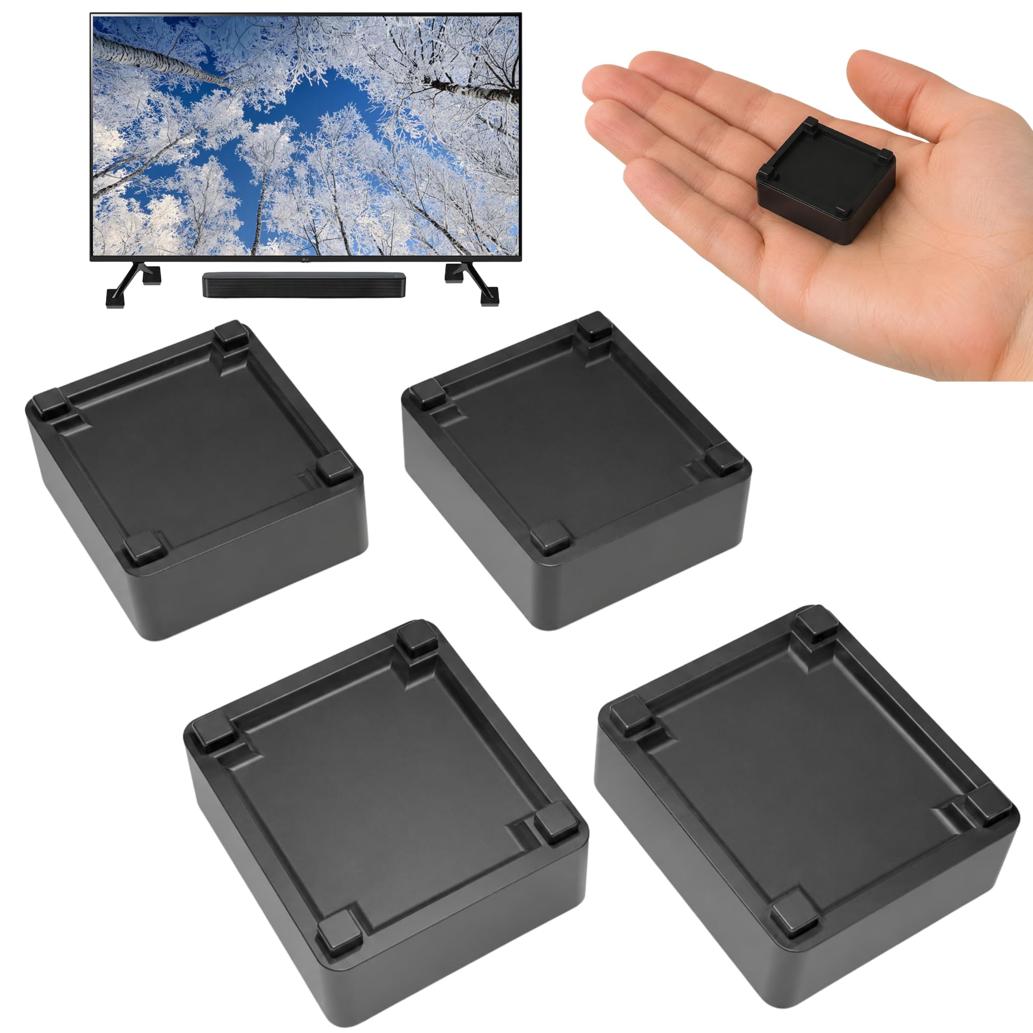 Rialzo impilabile per TV da 32-60", altezza 1/2", piedini salvaspazio con design antiscivolo e impugnatura in gomma, adatto per soundbar e console, regolabile