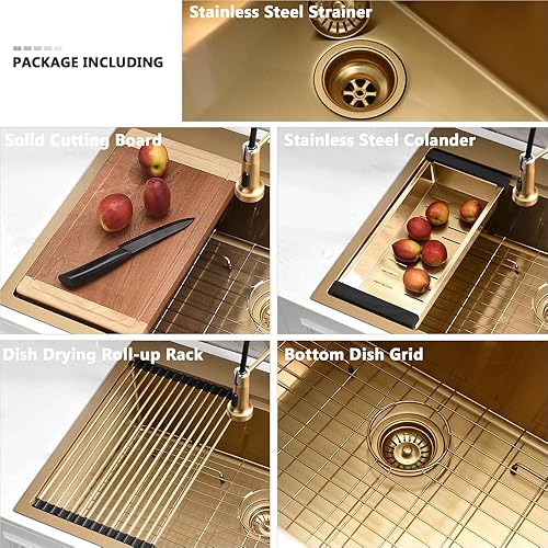 Miniatura 157 de Fregadero de cocina negro de 33 pulgadas con grifo - Fregadero de cocina negro de 33 x 22 pulgadas, fregadero de cocina y grifo de 10 pulgadas