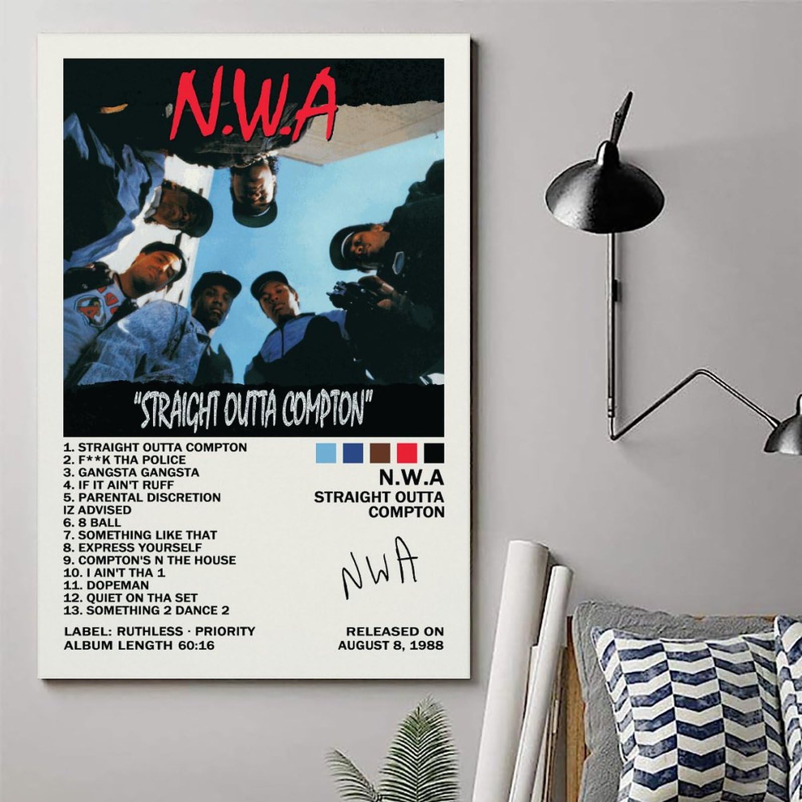 Amazon.com: GYORI N.W.A Straight Outta Compton Poster Canvas Art