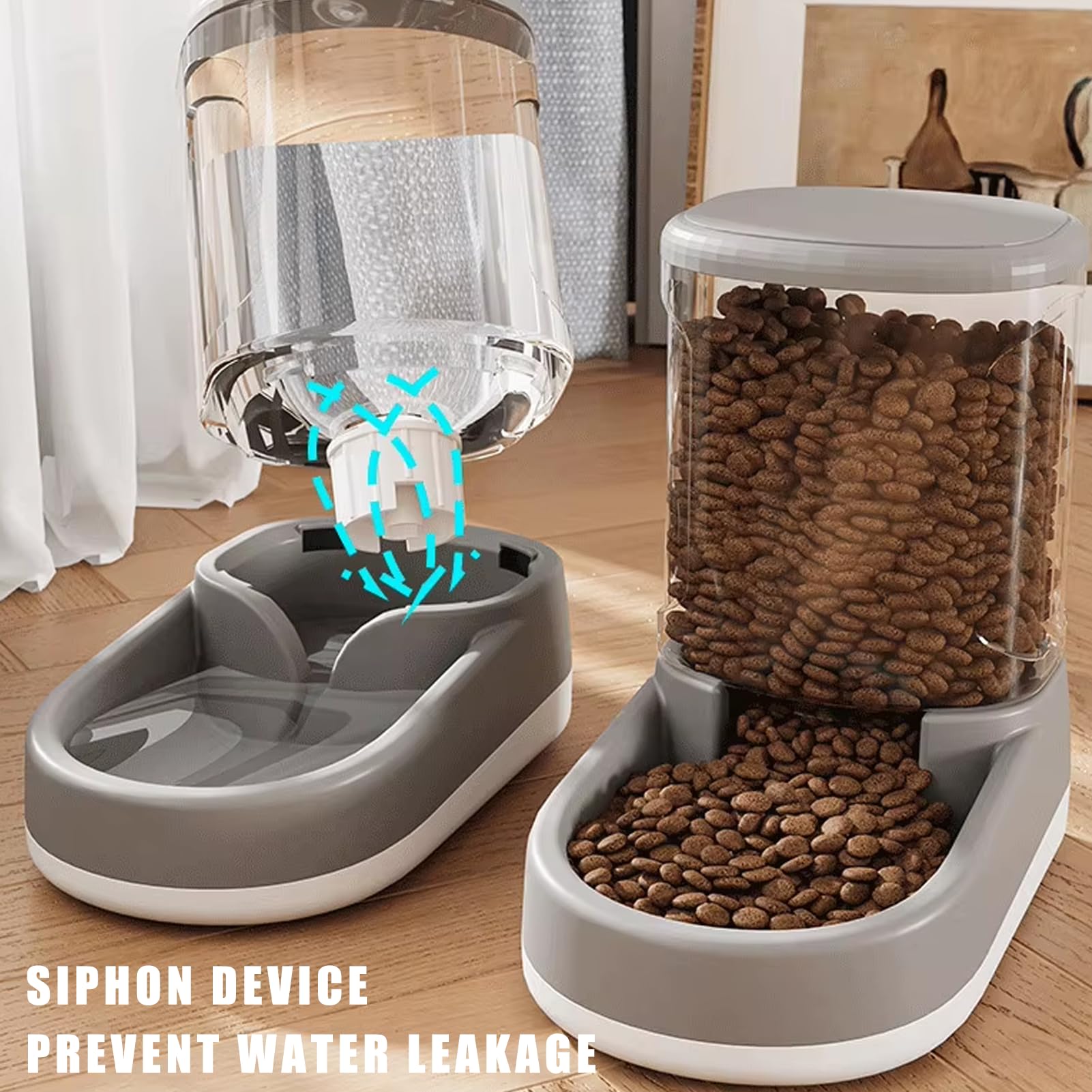 Comedero automático, comedero automático para Gatos, dispensador automático de Agua para Mascotas, comedero automático para Gatos de 2,1 kg y dispensador de Agua para Perros de 3,8 L, Libre de BPA.