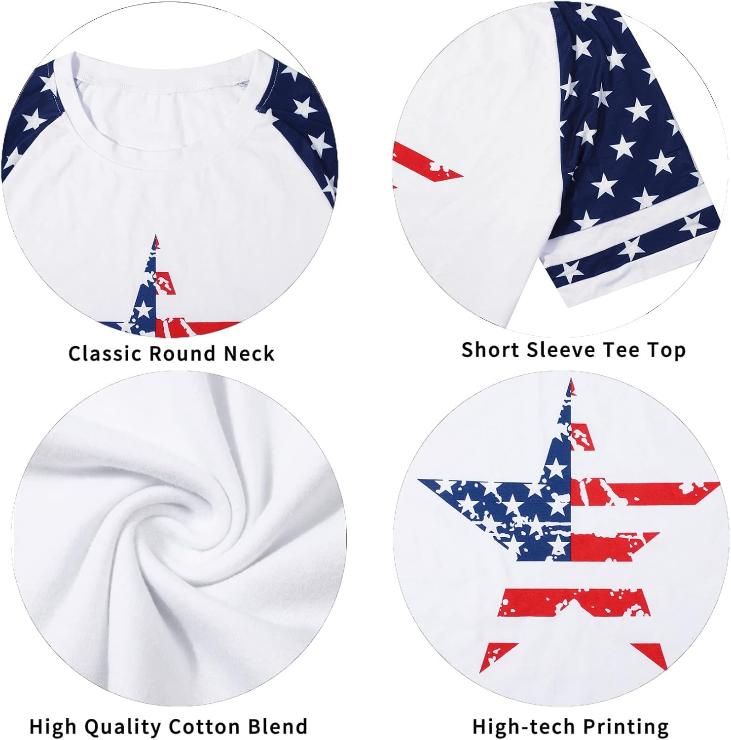 BANGELY American Flag T Shirt Patriotic Shirts Women Veteran Shirt Raglan Short Sleeve Stars Stripes Top Tees - Image 5