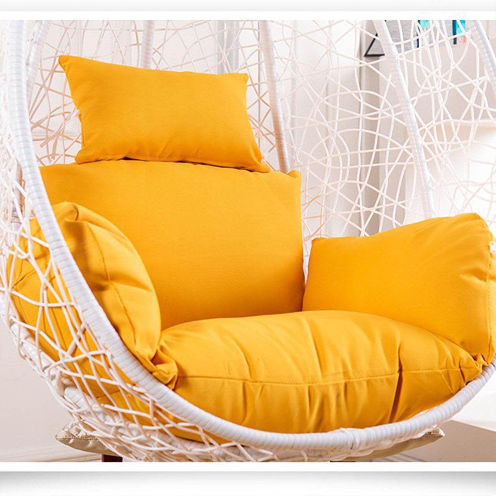 Aosrioylt Yellow Hanging Egg Chair Cushion Cover, Waterproof Outdoor Single Seat Swing Egg Chair Cushion Cover With Zipper, Replacement Cover For Swing Chair Cushion(Yellow)
