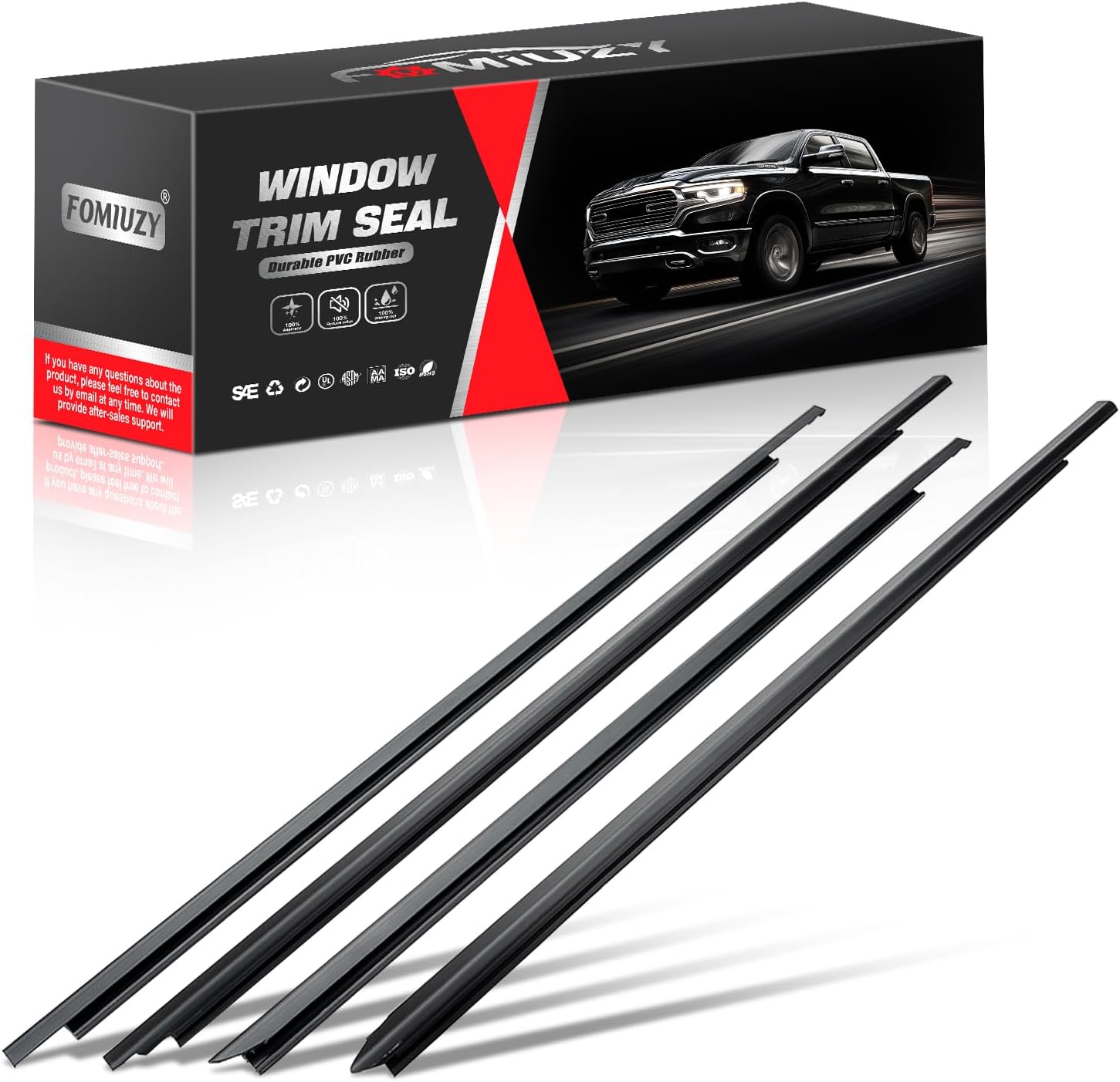 Window Moulding Belt Glass Sweep Felt Trim Seal Weather Stripping Kit Fit for Dodge Ram 1500 2500 3500 4500 5500 Crew Cab 2009-2021 Replaces 55112376AH 55112377AH 55372138AH 55372139AH