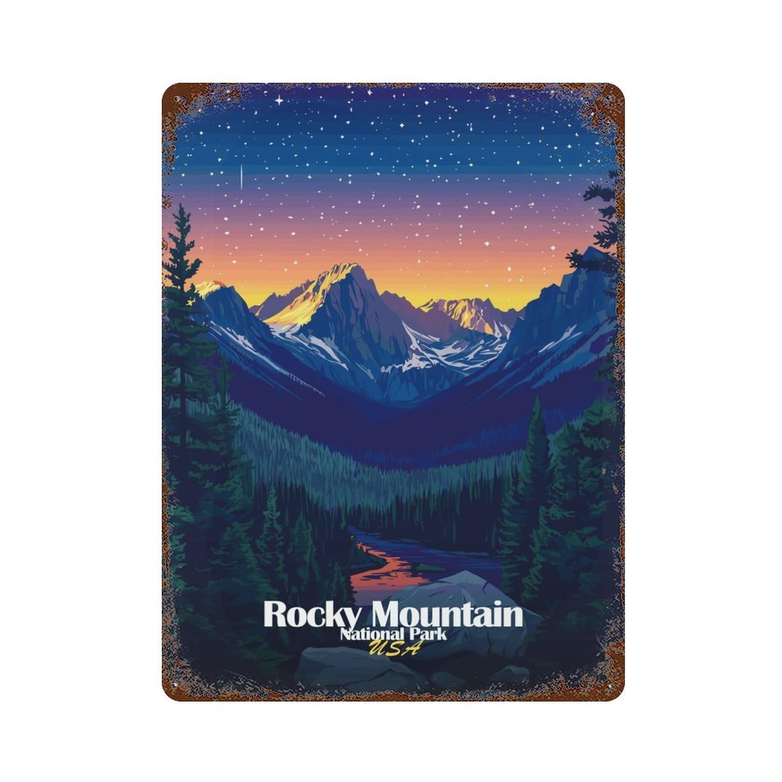 Rocky Mountain National Park Vintage Rust Metal Sign 15.7"x11.8", for Basement, Hobby Room And Garage Decor, Farmhouse Wall Decor