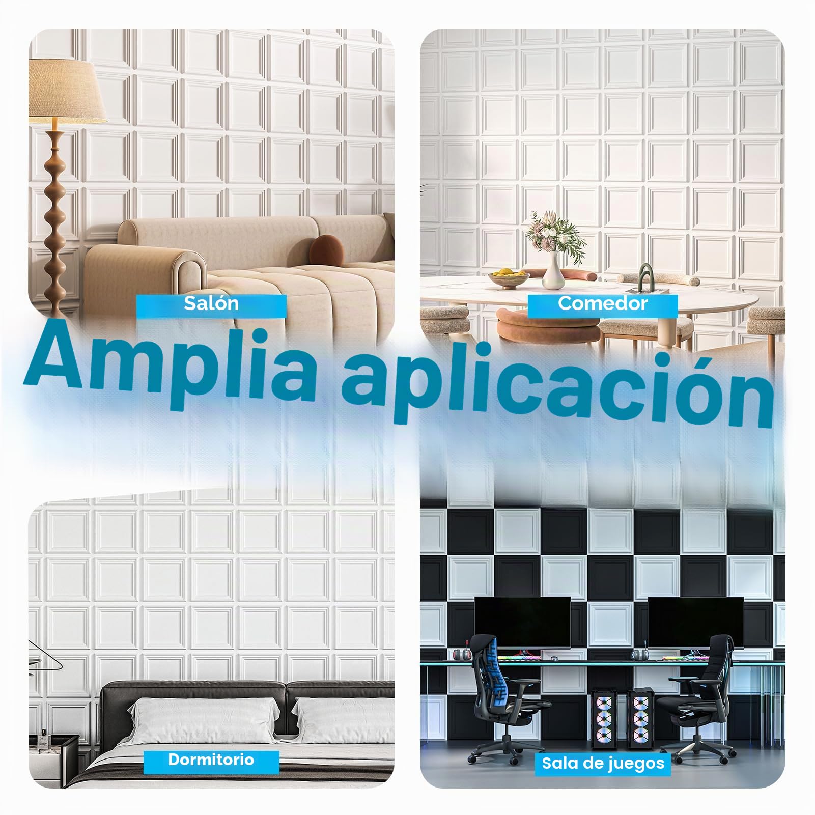 Art3d Paquete de 33 paneles de pared con textura 3D para decoración de interiores, paneles de pared decorativos de PVC impermeables para sala de estar, dormitorio, sala de juegos, 30 x 30 cm, Blanco