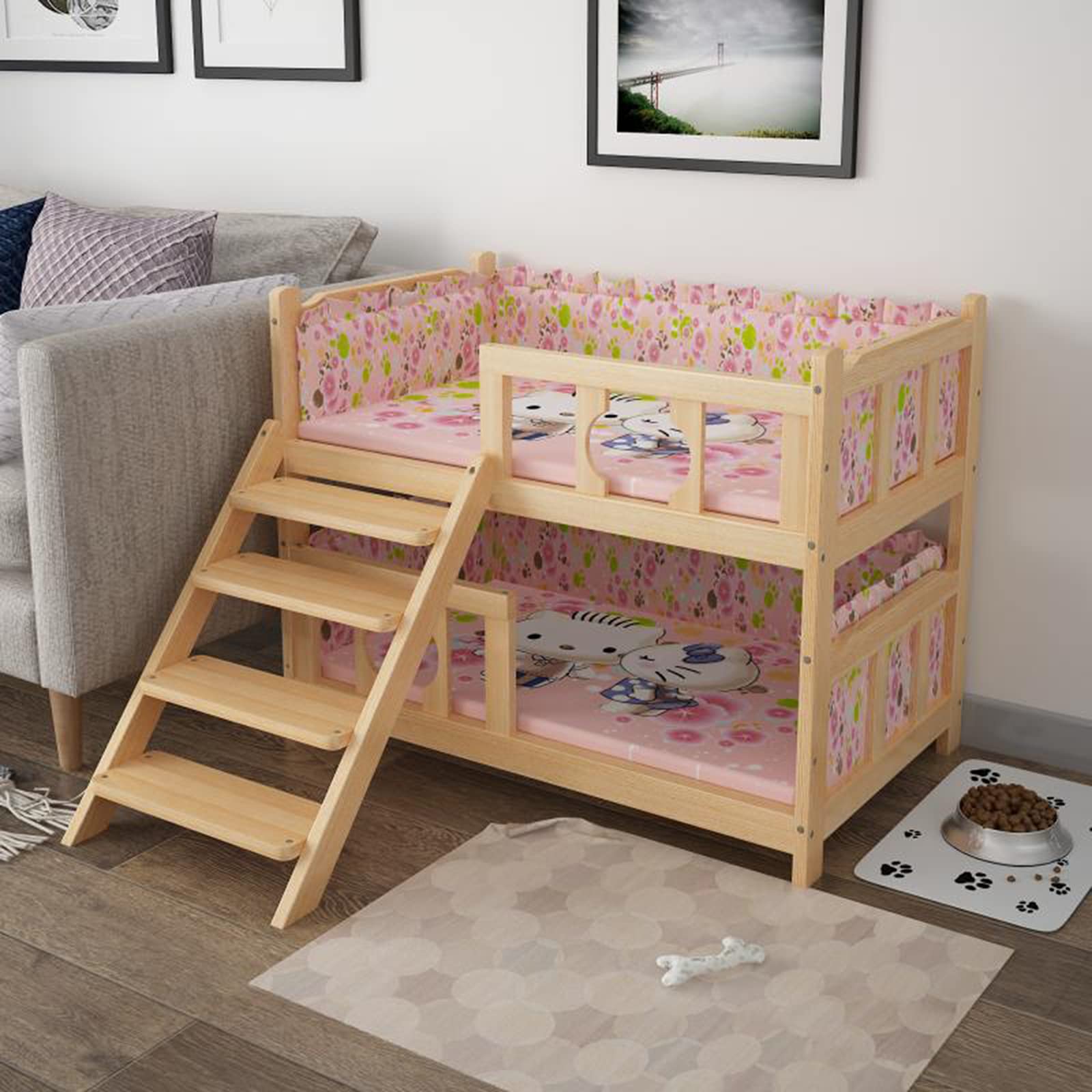 ペットベッド　2セット Amazon.co.jp: ペットベッド 犬用二段ベッド 小型 取り外し可能