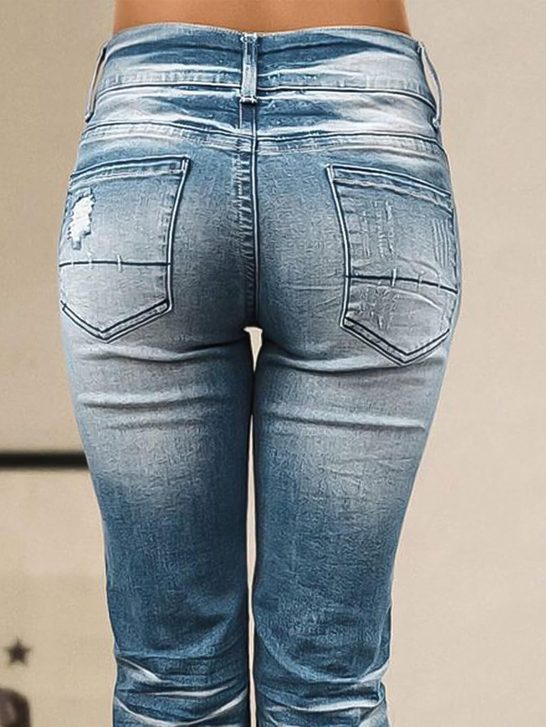 Flamingals Bootcut Jeans for Women Stretchy Mid Rise Double Button Wash Solid 90s Straight Leg Jeans