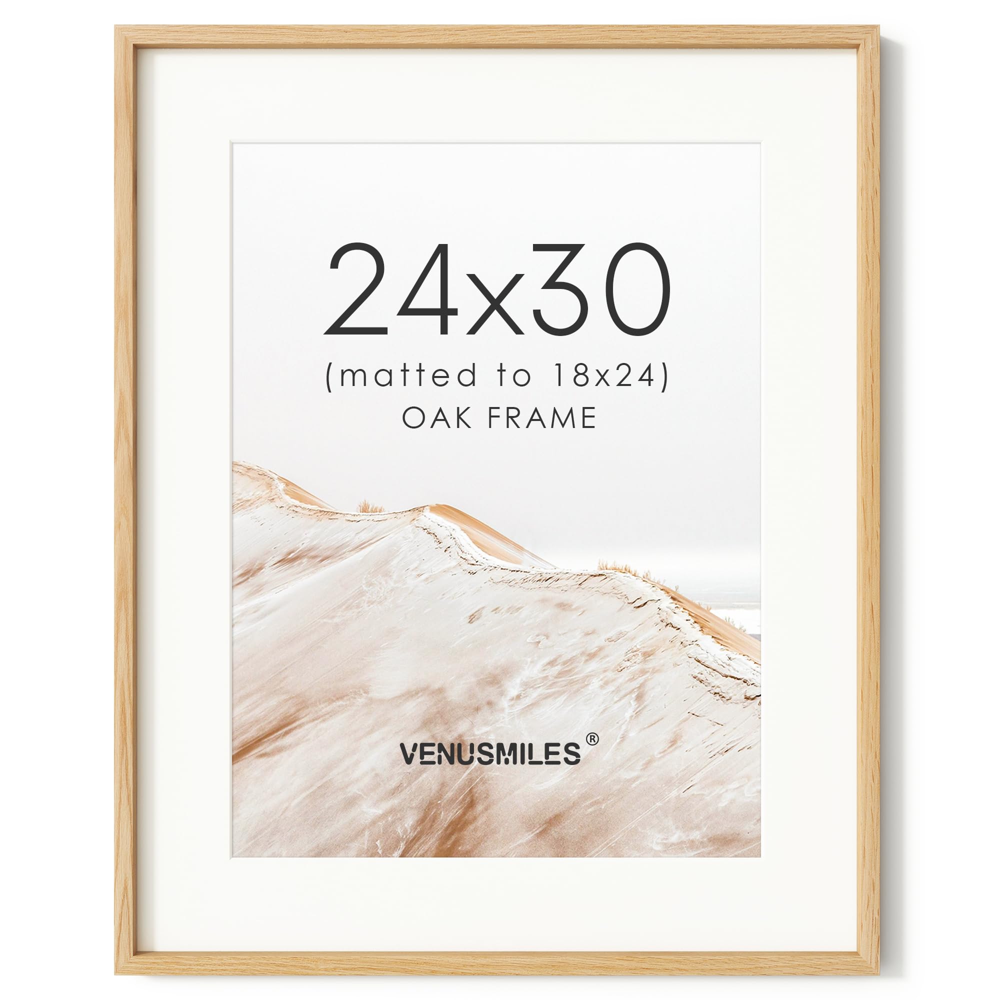 24x30 Poster Frame, USA-Sourced Natural Oak Wood Picture Collage Frame