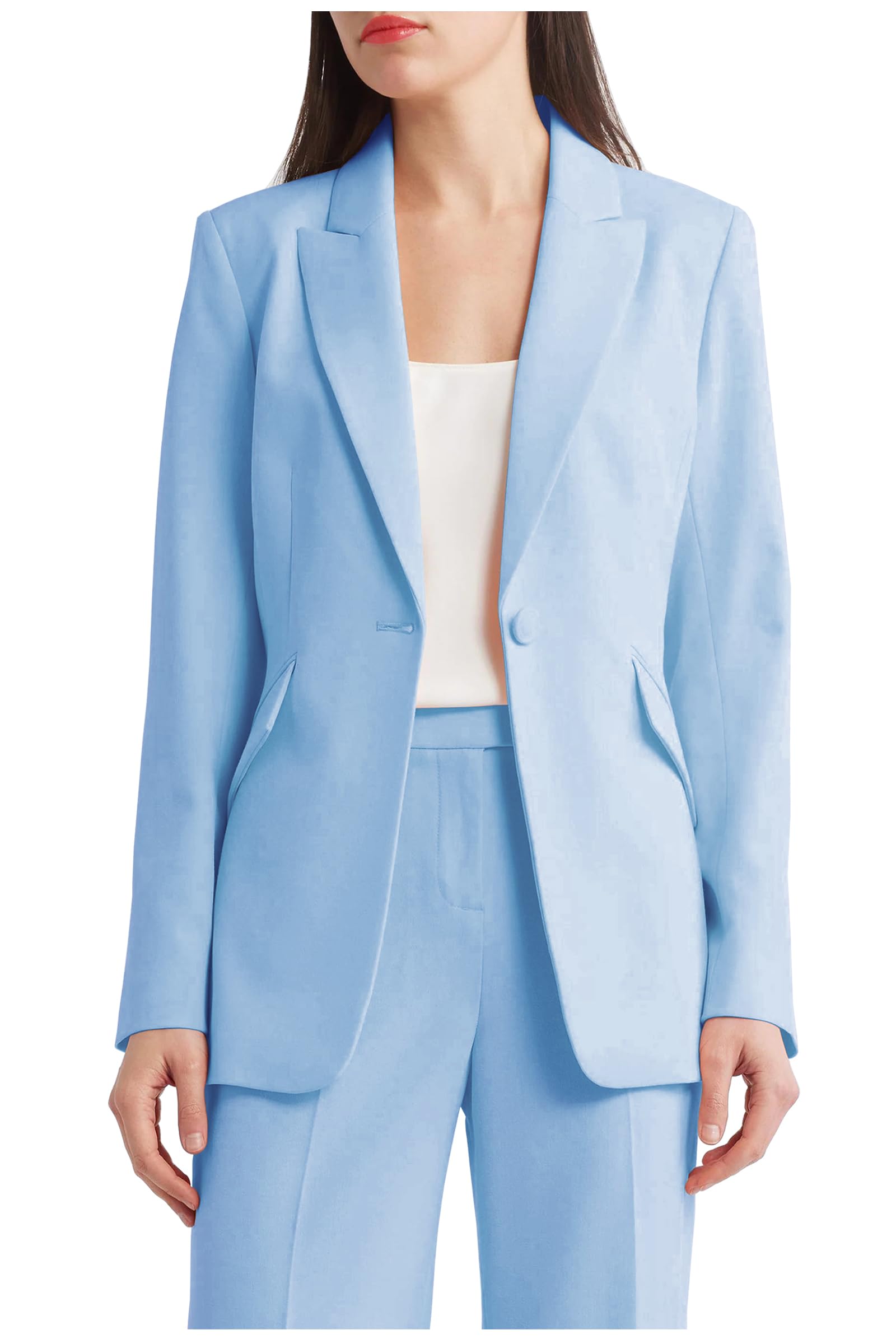 Womens 2 Piece Suits Business Casual Outfits Solid Pant Suits for Women Peaked Lapel Professional Office Work Sets
