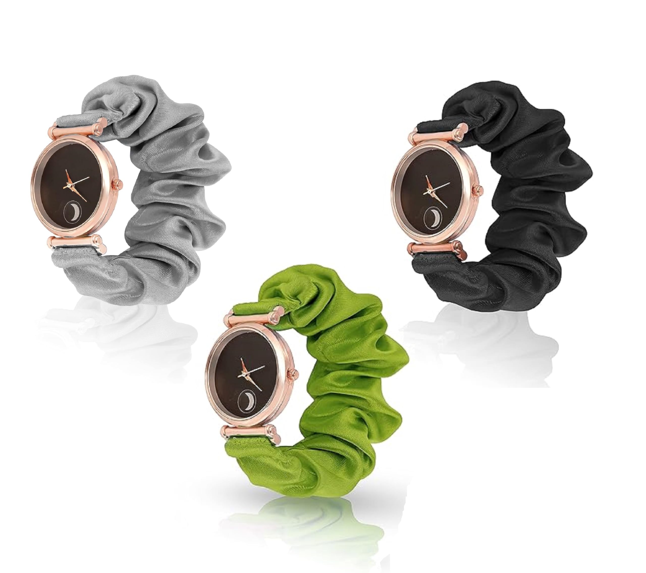 METEOROID Black Dial Analog Scrunchies Watches Strap Cloth Solid Fabric for Women & Girls Multicolour(Pack of 3) (Style-A) (B0CK4SV1KX) Amazon Price History, Amazon Price Tracker