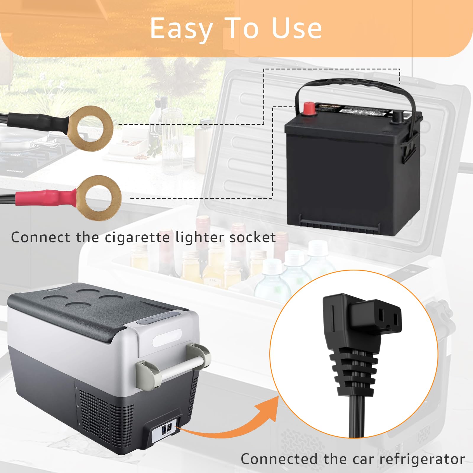Cordon d'alimentation 12 V CC pour réfrigérateur de Voiture Compatible avec Alpicool, Costway, ARB, ICECO, Setpower, Aspenora, JoyTutus Câble d'alimentation pour réfrigérateur Portable de