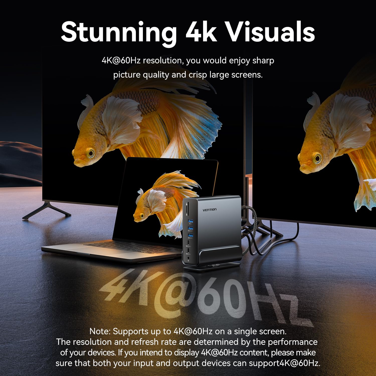 Vention USB C Station d'accueil 15-en-1 pour Configuration à Deux moniteurs,Triple Affichage,Portable Dock Type C Thunderbolt 4,Double 4K@60Hz HDMI,4K@60Hz DP,100W PD,USB 10Gbps,RJ45,Audio,SD/TF
