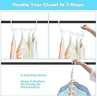 Vista 4 de DUCOO 10 piezas de perchas que ahorran espacio, perchas mágicas de 5 agujeros - Perchero de plástico resistente, organizadores de armario