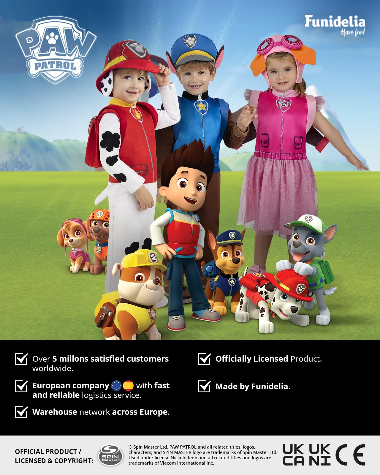 Funidelia Costume Ufficiale Paw Patrol per bambino - Tenuta per bambini per feste, Carnevale e Halloween