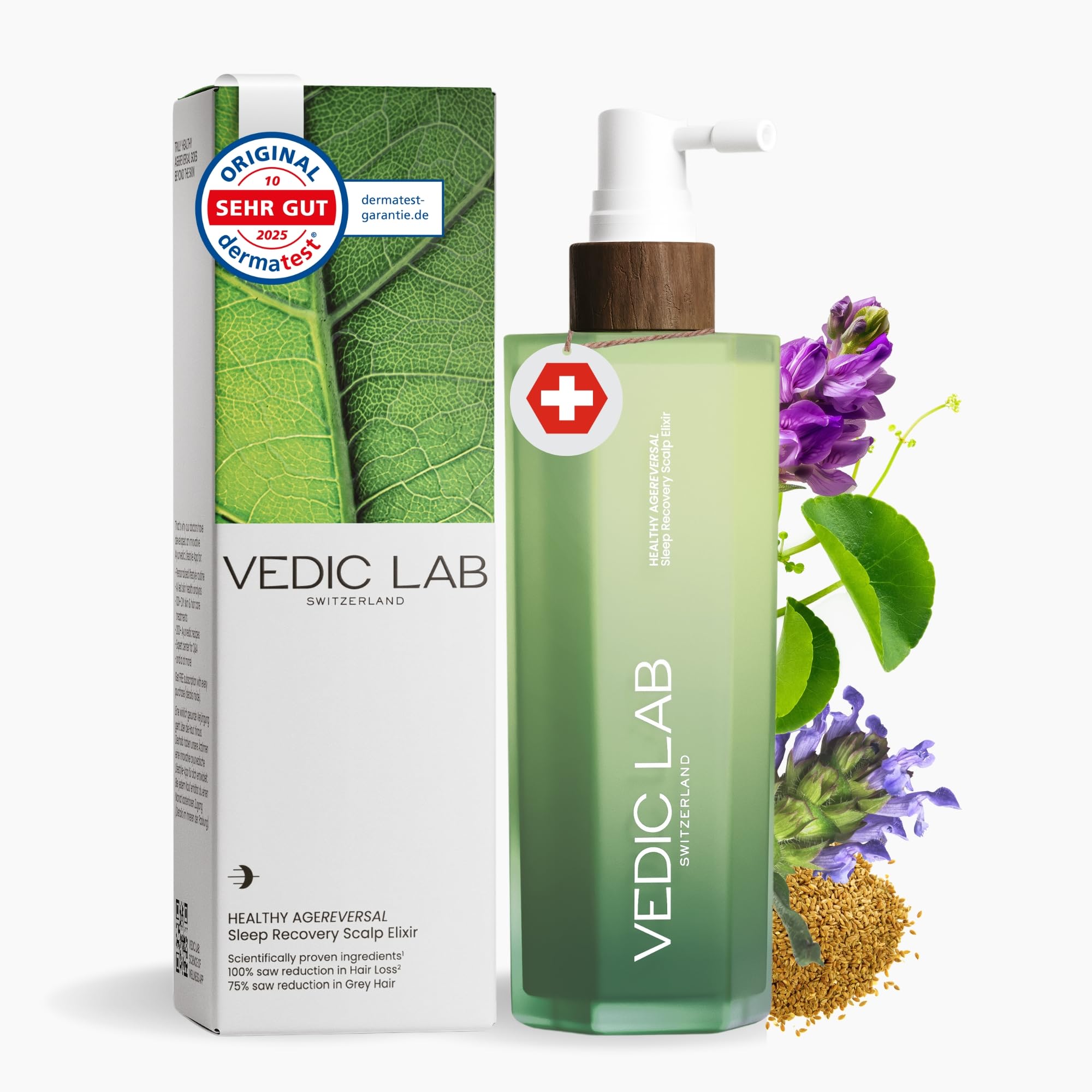 VEDIC LAB Nacht-Kopfhaut-Elixier | Anti-Haarausfall-Serum für Frauen | Effektive Haarwuchsbehandlung mit ayurvedischen Kräutern und Schweizer Biotech | 0% Minoxidil, 0% Aggressivität (100 ml)