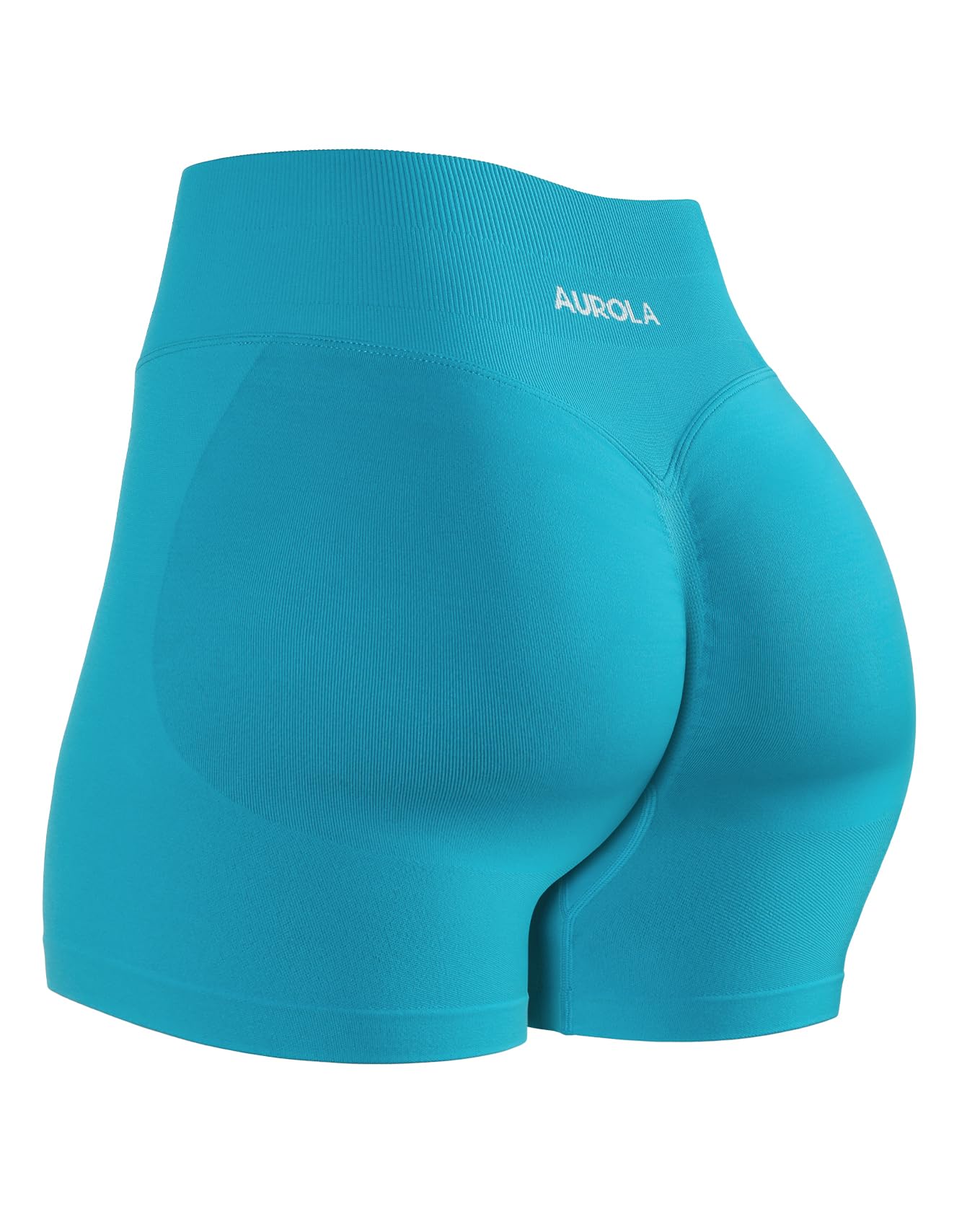 AUROLA Influence Workout Shorts for Women,2.5 3.5 4.5 5.5 6.5 No Roll Up Squat Proof Scrunch Seamless Compression Gym Short 3.5" Inseam Small Caneel Bay