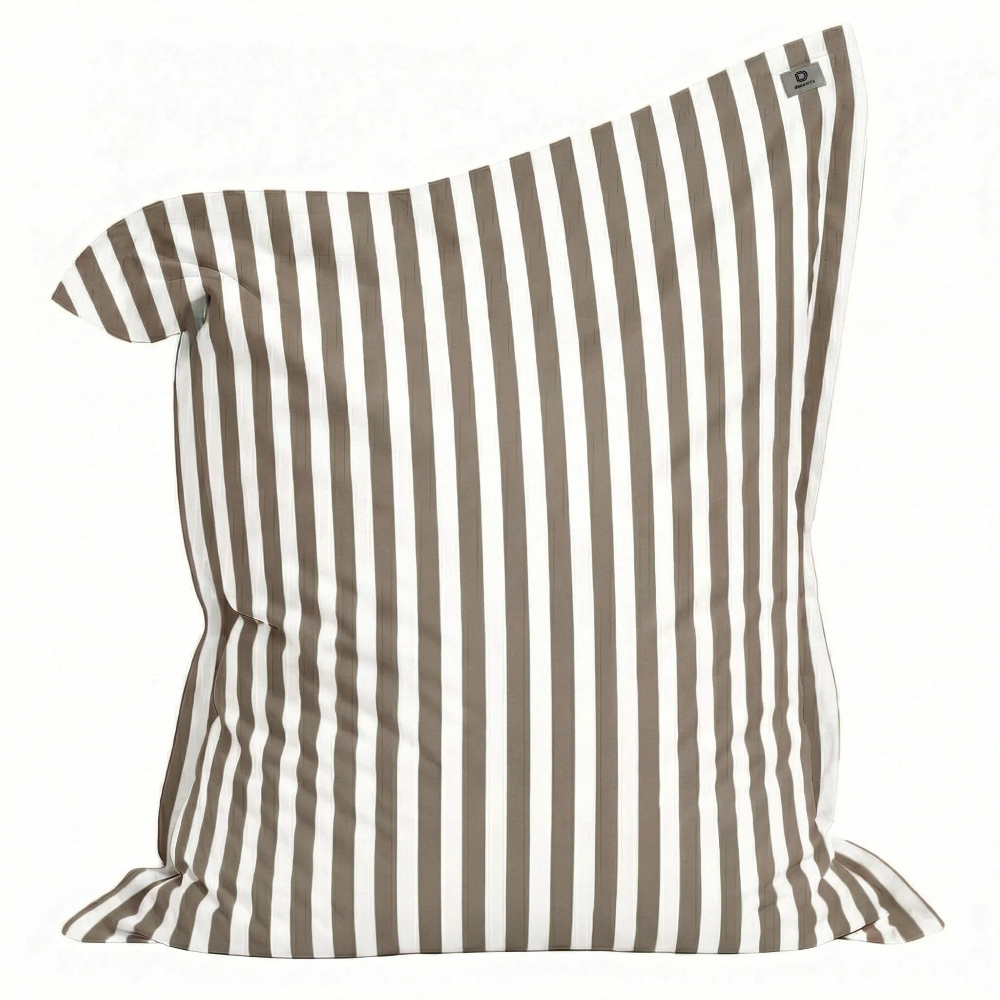 Housse pour Pouf Géant XXL 180x140cm - Rayure Beige - Anti-UV - Déhoussable - Déco Arts