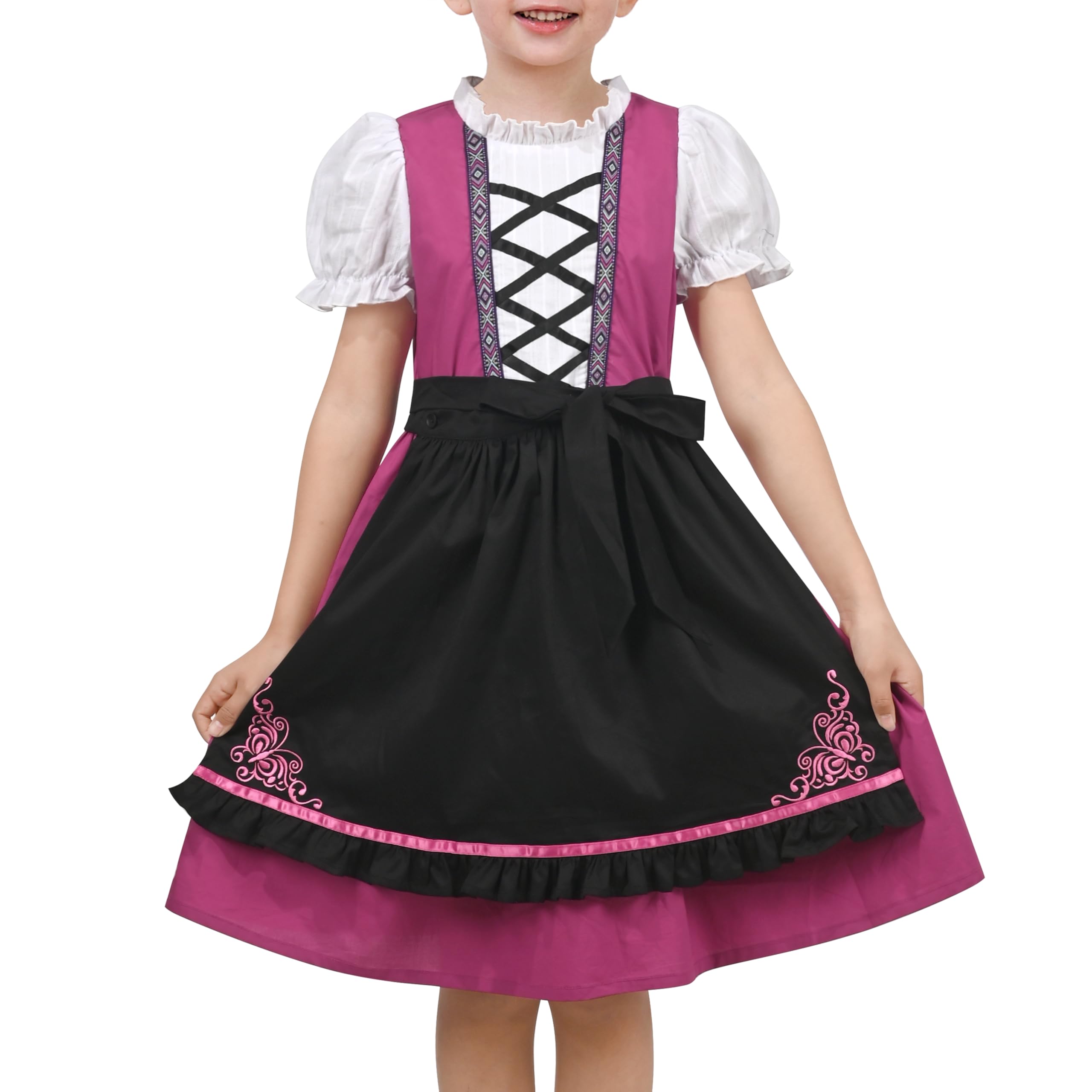 Sunny Fashion Girls German Dirndl Dress S for Bavarian Oktoberfest Vintage Pink Age 6-12 Years