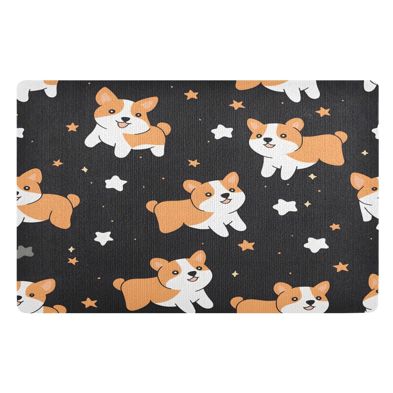 Paillasson Corgis Noir tapis d'intérieur lavable pour entrée propre
