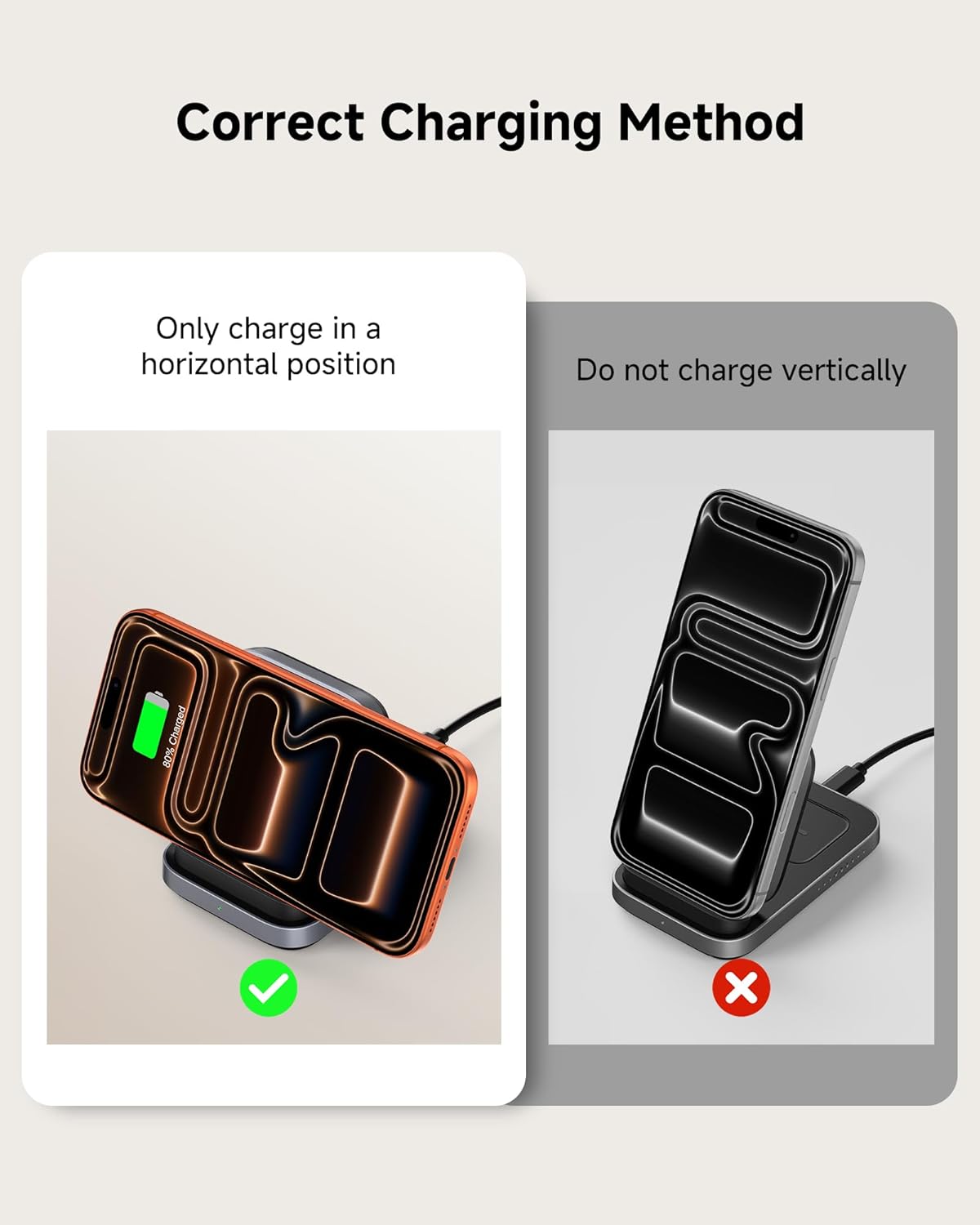 iPhone Standby Mode Wireless Charger for iPhone 17-14 Series (Horizontal Only), Foldable 3-in-1 Charging Station for Apple Watch Ultra 2/11/10/9/8 & AirPods 4/Pro 3/Pro 2, SwanScout 713A (No Adapter)