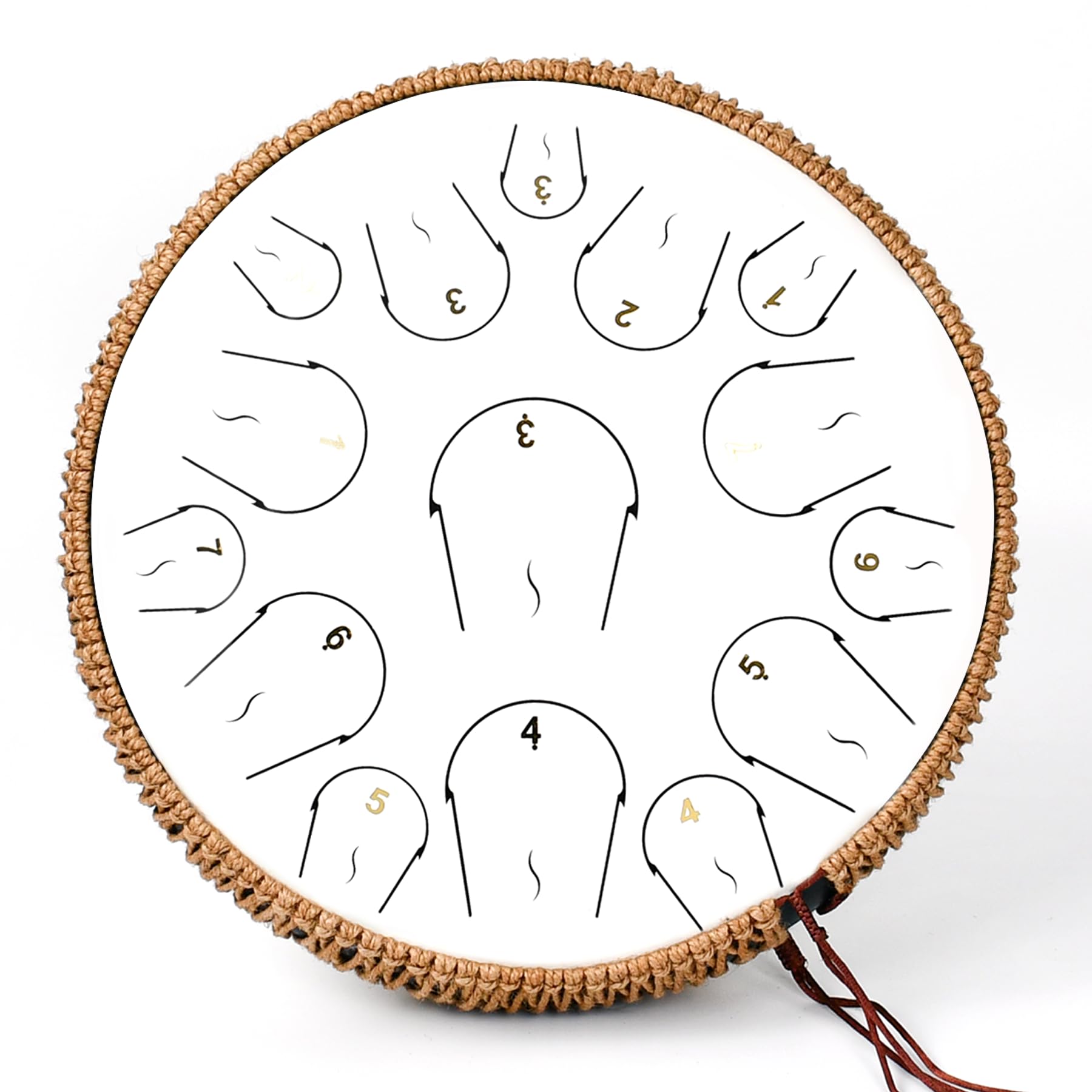 Steel Tongue Drum - 14 Inch 15 Note Tongue Drum - Hand Pan Drum with Music Book, Handpan Mallets and Carry Bag, C Major, White