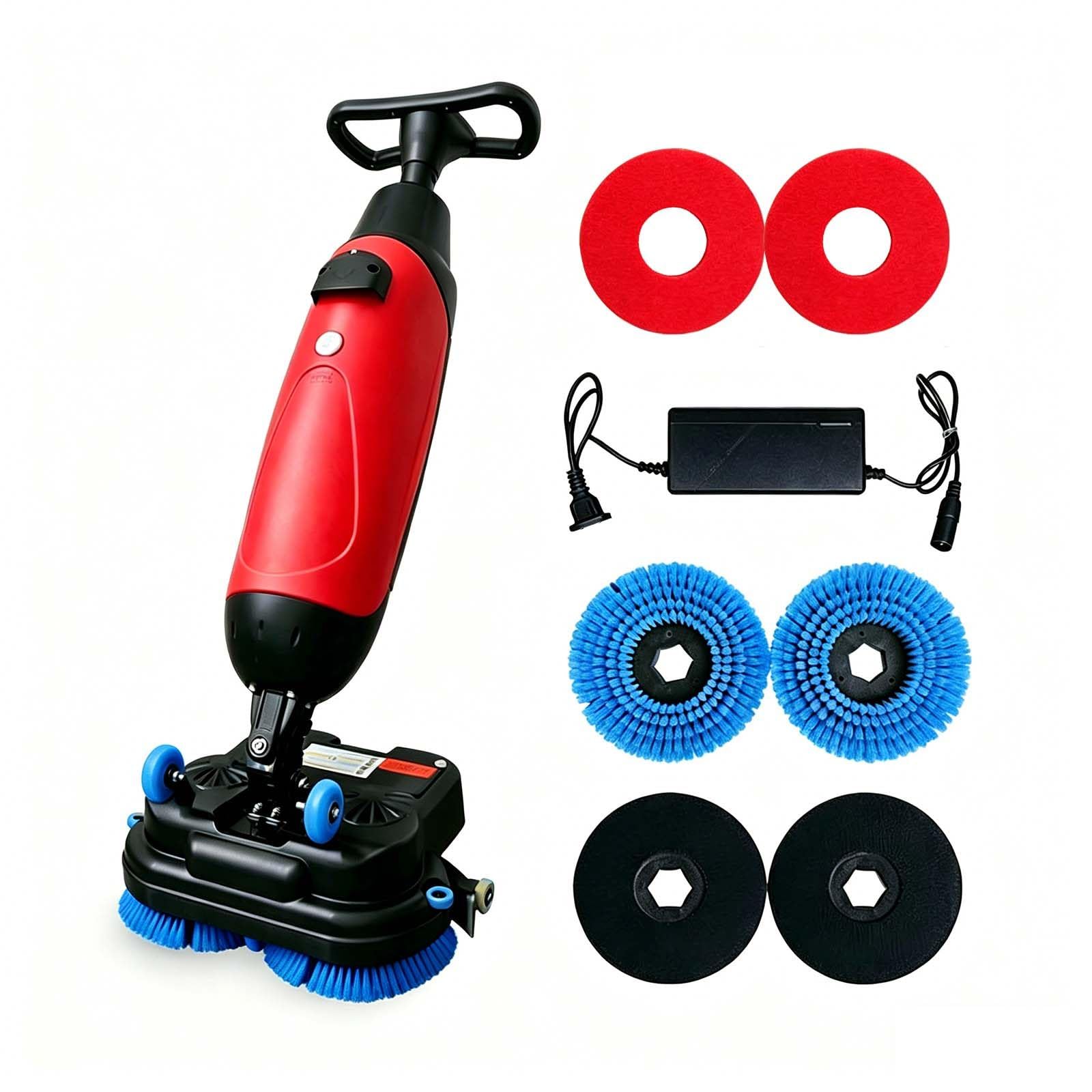 Gewerbliche Scheuersaugmaschine mit DoppelbüRste, Schnelltrocknung, 18 Zoll (Ca. 46 cm) Breite, 1200 M²/H Leistung, Kabellos, mit Integriertem Ladeanschluss für Den Harten Einsatz Red