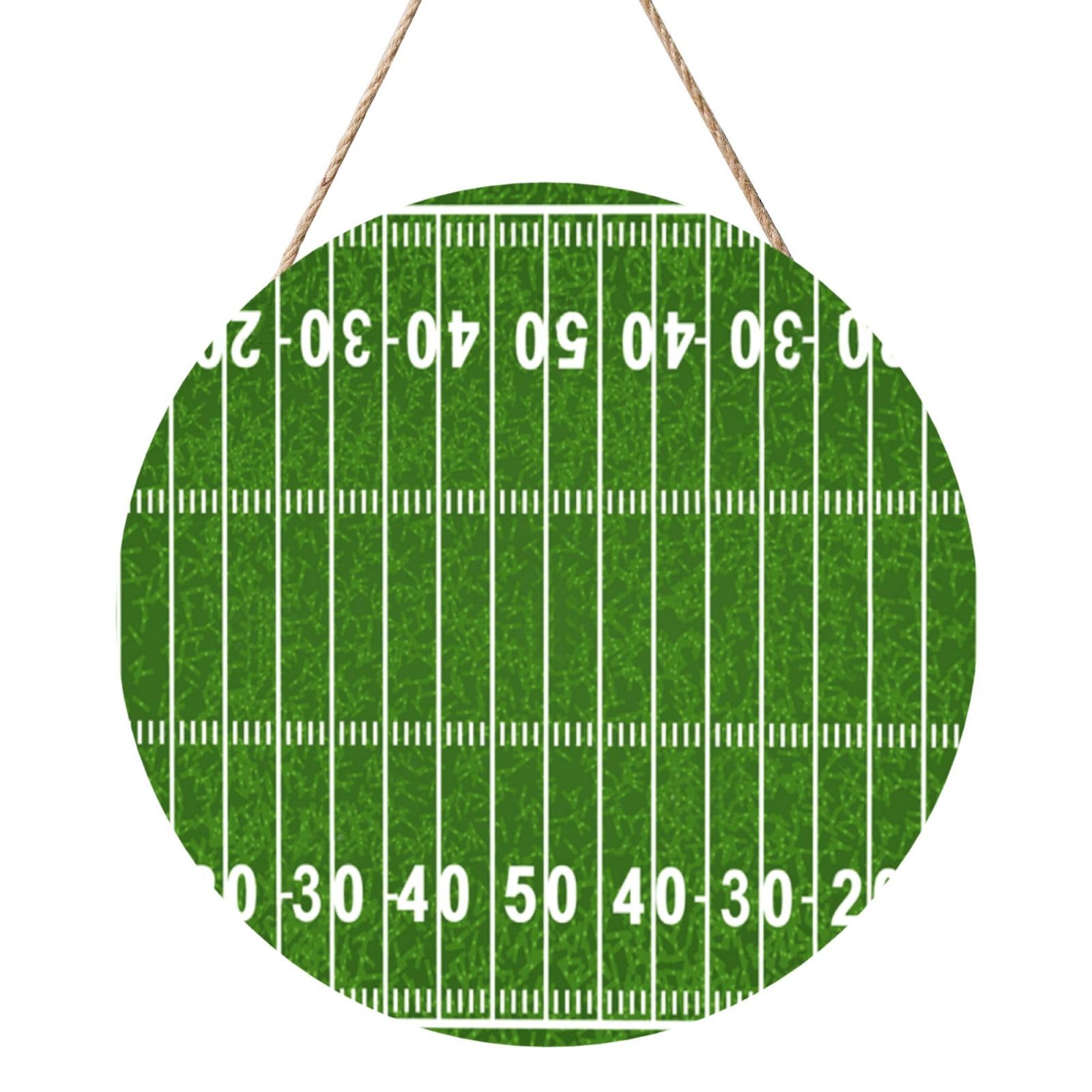 InOmak Football Field, Round Wood Panel Painting 12 in, Wall Hanging Painting For Home