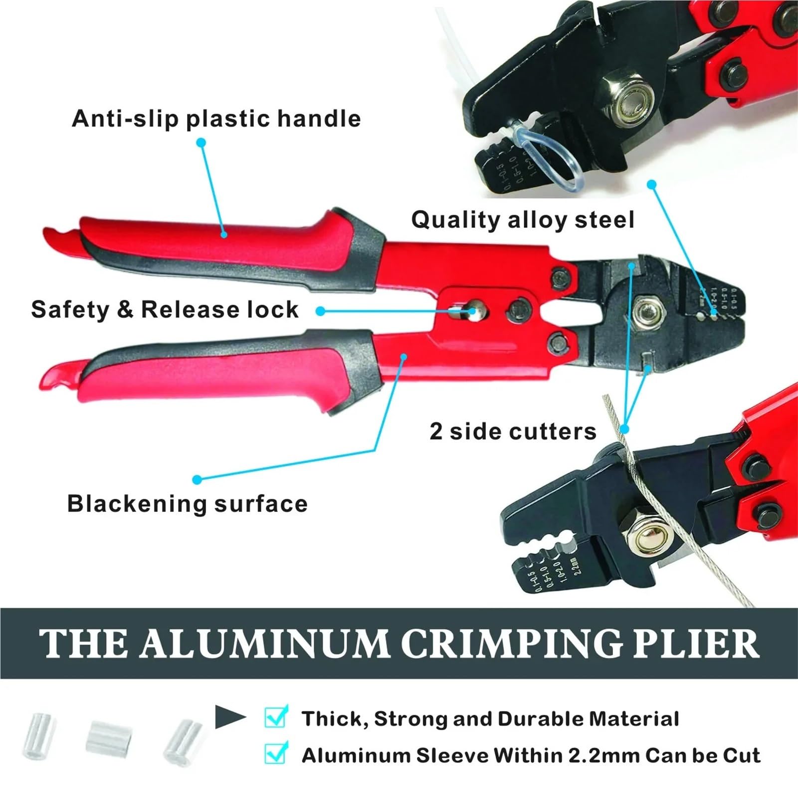 Alicates De Crimpado Alicates de prensado de 10/14/24 ", herramienta de prensado de pesca con virola de doble cilindro de aluminio, acero al carbono(24 inches)