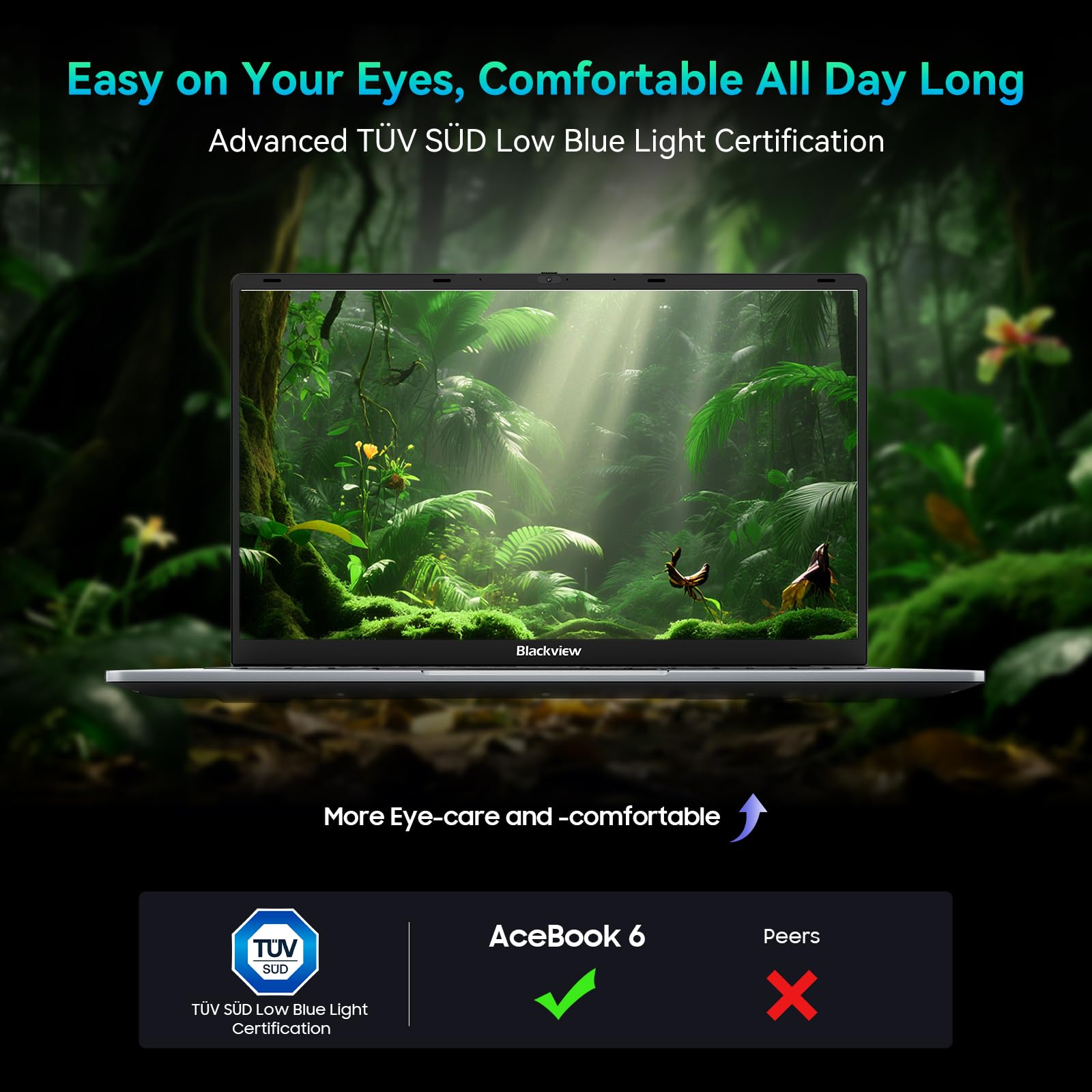 Blackview Laptop 2025, Laptops Computer for Business Student, Quad-Core N150 (Up to 3.6GHz, Beat N5095/N95/N97/N100), 16GB DDR4 256GB SSD, 15.6” FHD IPS TÜV Screen, 100W Type-C Fast Charge, 4K HDMI