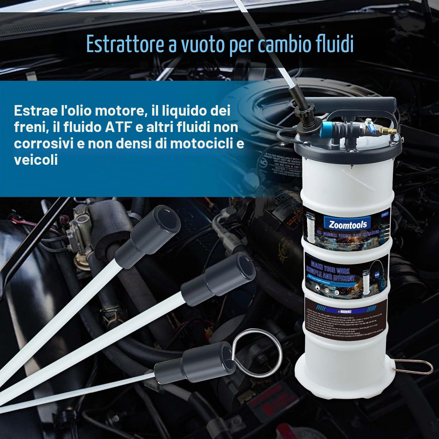 6,5 L Pompa di estrazione pneumatica/manuale per fluidi Estrattore sottovuoto per cambio olio e cambio fluido Strumento (Pneumatica & Manuale)