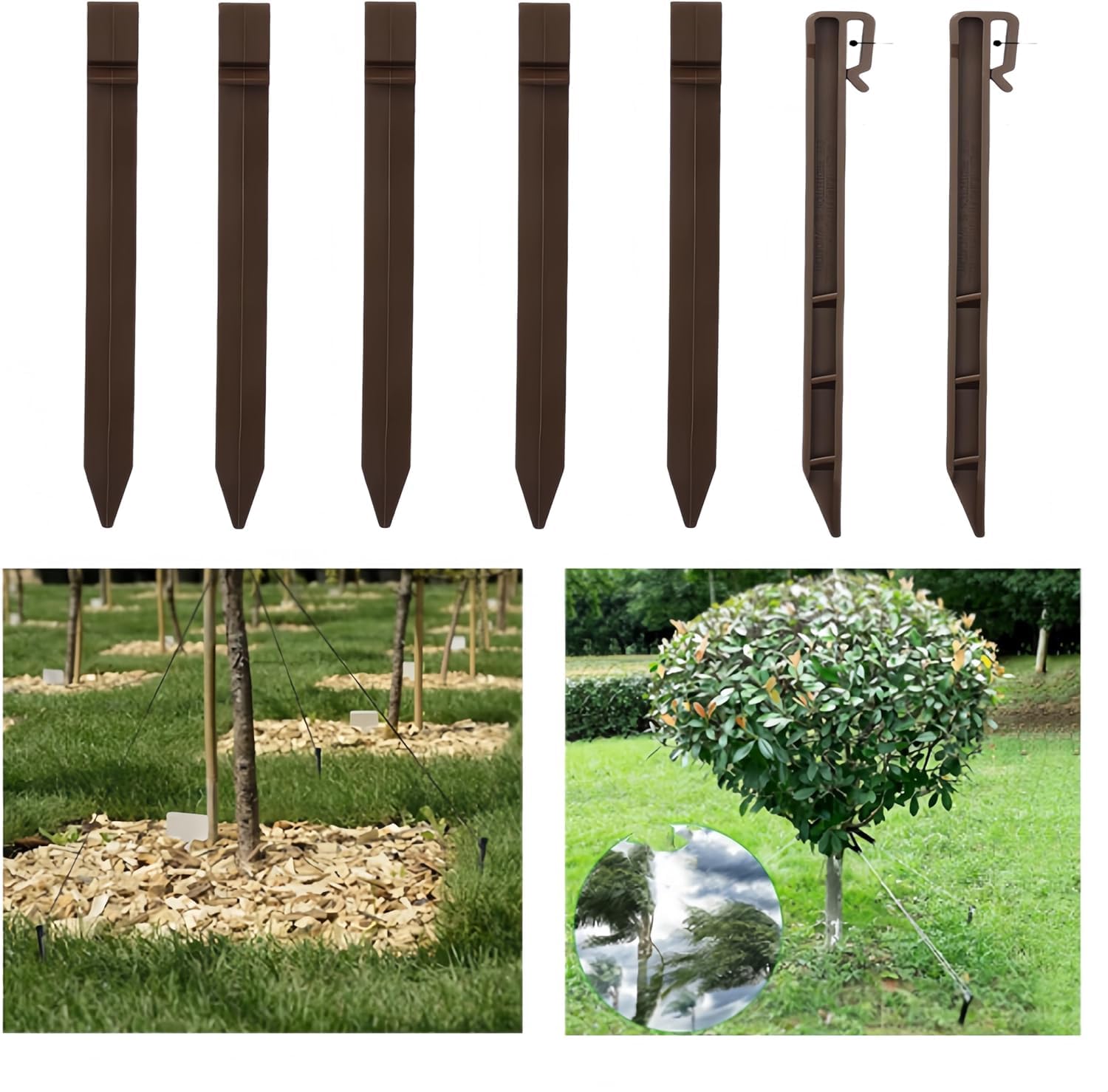 Picchetti in Plastica PVC con punta affilata e testa a baionetta, 30 Pezzi Marrone, 24.5CM