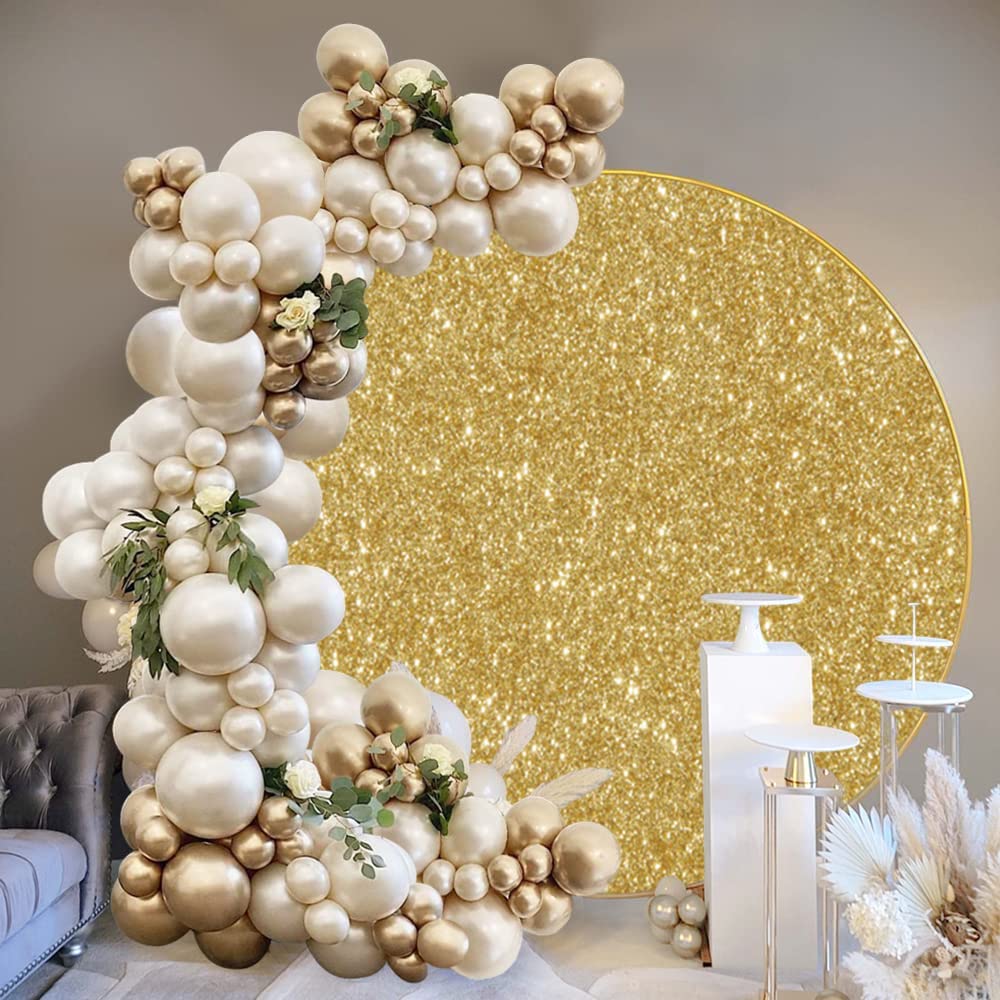 1,5x1,5 m Oro Glitter Paillettes Sfondo Rotondo Poliestere Lussuoso Dorato Fotografia Sfondo Cerchio Copertura Compleanno Matrimonio Nuziale Baby Shower Party Decor Banner Photo Booth Puntelli