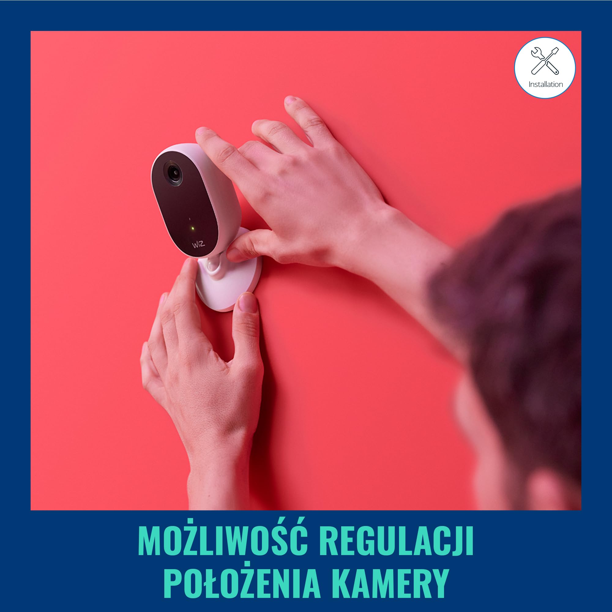 WiZ Kamera Wewnętrzna, Monitoring, Wykrywanie Ruchu i Dźwięku, Noktowizor, Inteligentna Aplikacja i Sterowanie Wi-Fi, Biała