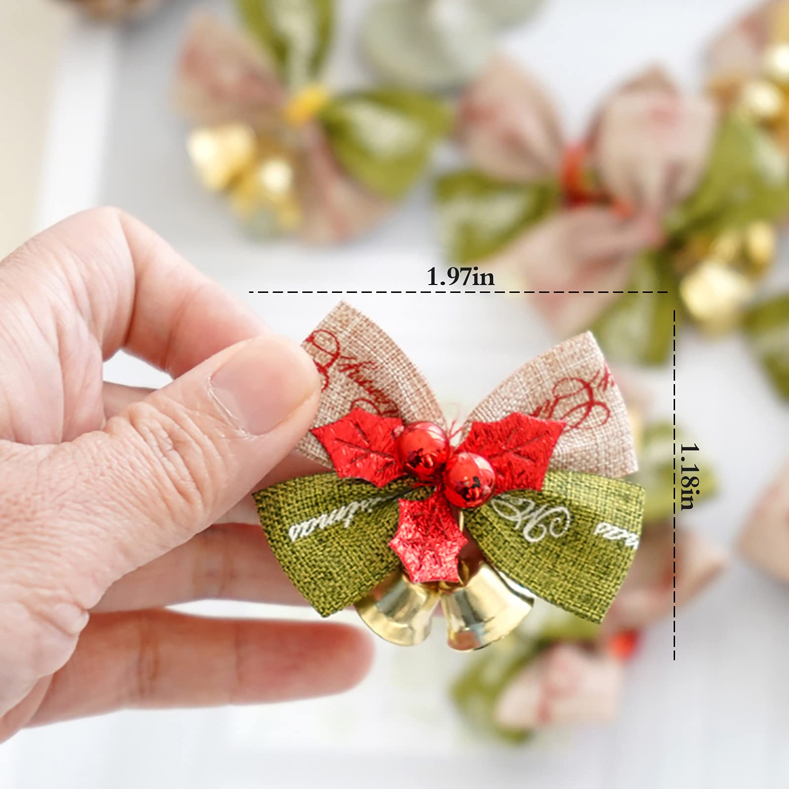 Amosfun Mini Ghirlanda Natalizia Con Fiocco E Campanello Decorazione Natalizia Per Albero Di Natale Porta Finestra E Casa Delle Bambole 2.6 Pollici Set Di 10 Pezzi