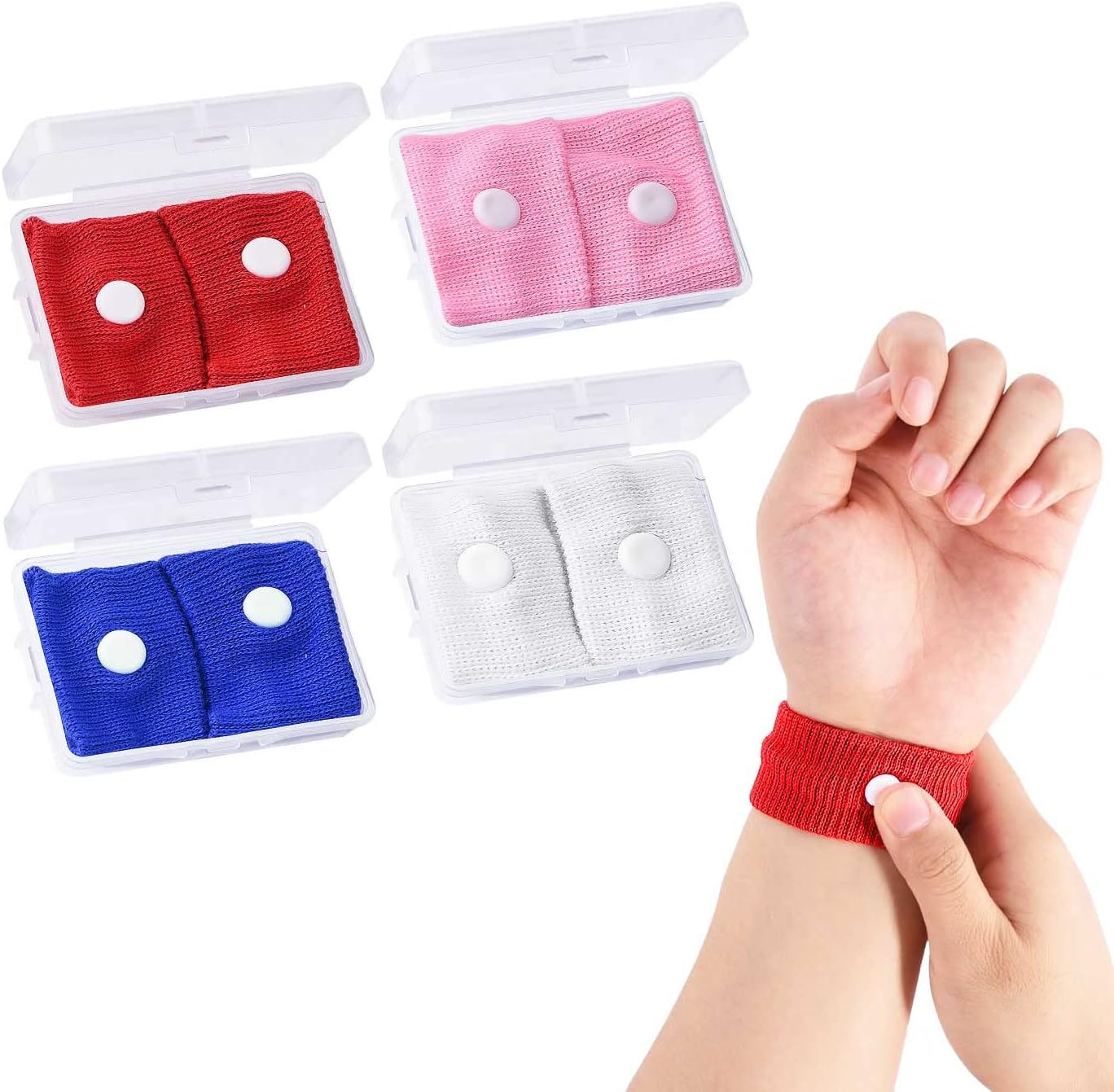 QUACOWW 8 Pcs Motion Sickness Wristbands with Storage Box