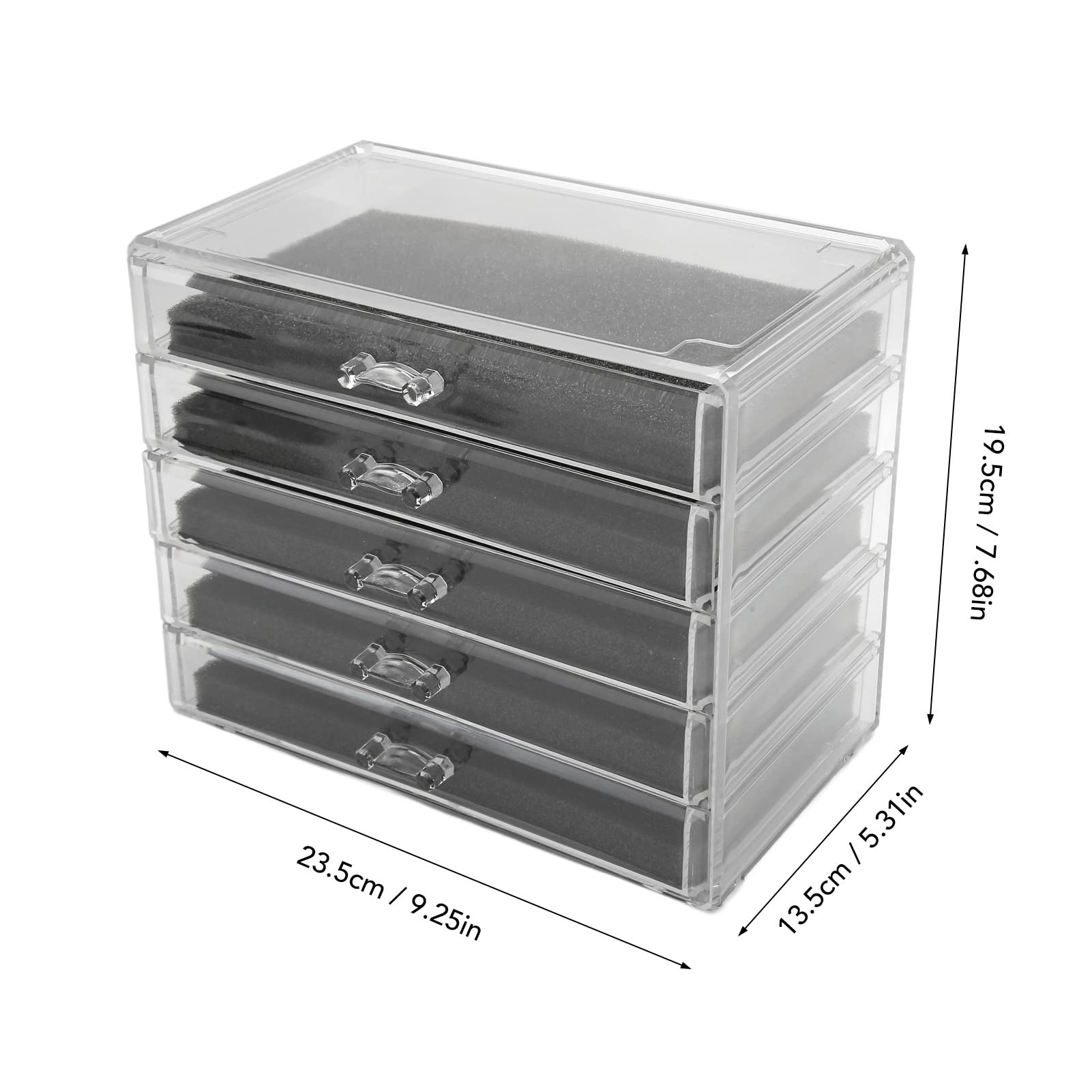 Organizzatore di Gioielli Attaccabile, Acrilico Trasparente 5 Cassetti, Contenitori Impilabili, Organizzatori E Contenitori Per Trucchi Trasparenti, Organizer Per Orecchini, Regalo Per Donne E Ragazze