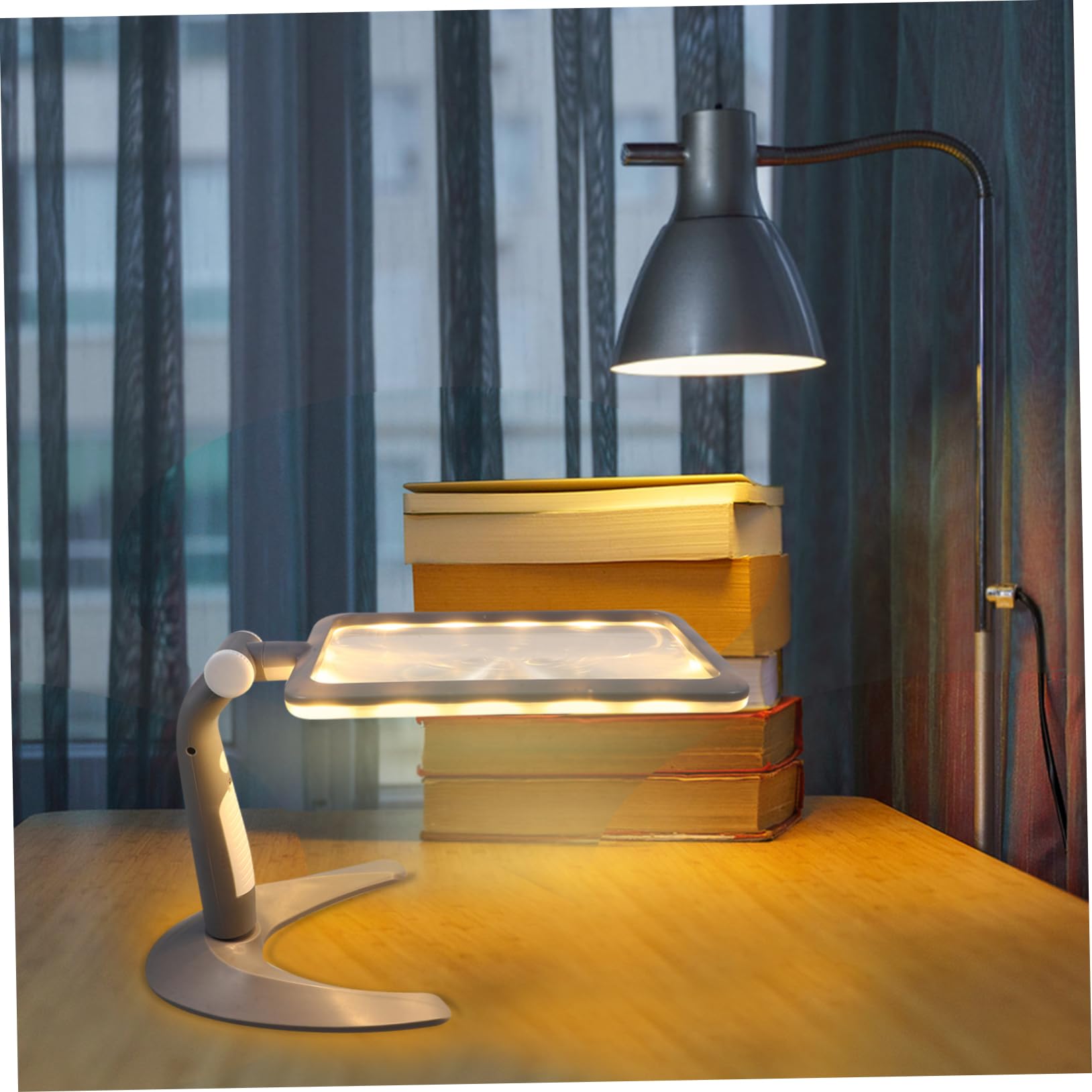 Beaupretty Lupa de Lectura de Sobremesa con 48 Luces Led, Aumento 2.5X, Ligera Soporte para Dibujo y Manualidades, Adecuado para Personas Mayores