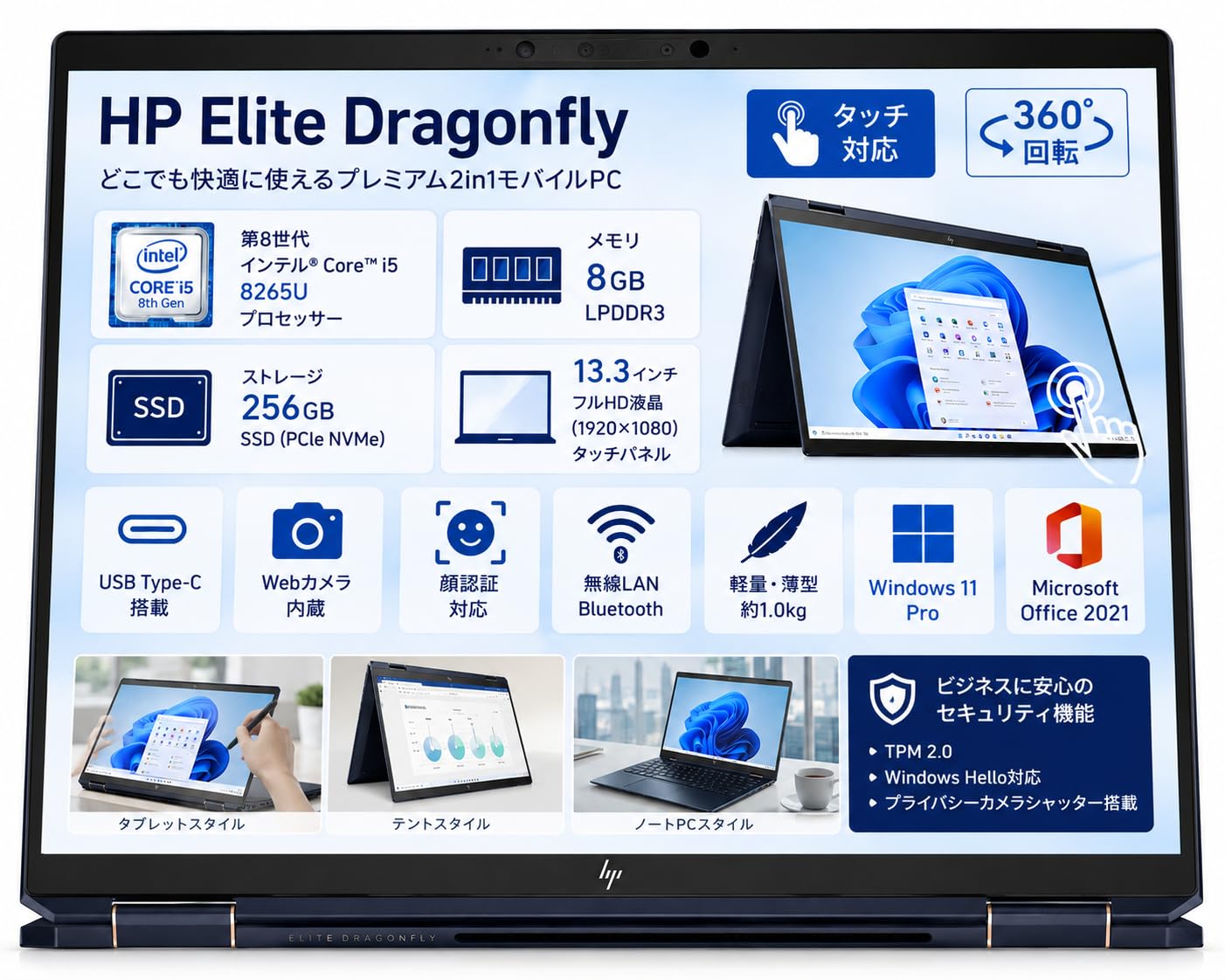 Amazon.co.jp: 【整備済み品】HP ノートパソコン Elite Dragonfly 13.3