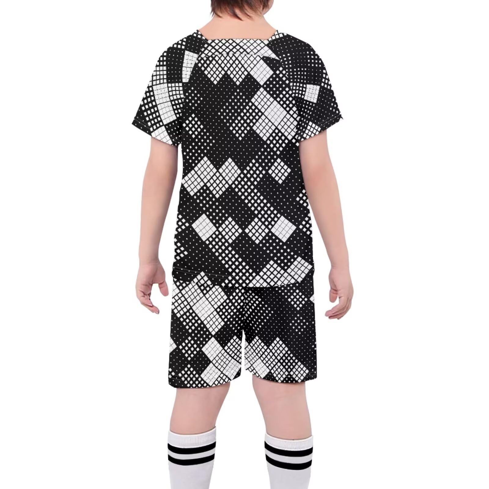 ORGYPET Square Print Soccer Jerseys Kids Soccer 2024 Trendy Uniforms for Boys Colorful Durable Boys Soccer Jerseys Children's Football Suit Ideal for Fitness Soccer Running, XS