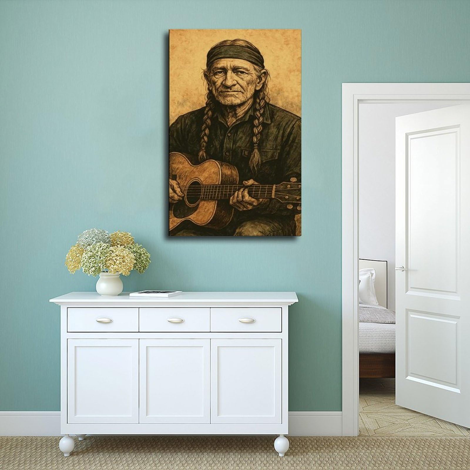 Poster artistico retrò con musica country su tela, decorazione per camera da letto, ufficio, camera da letto, regalo, 40 x 60 cm